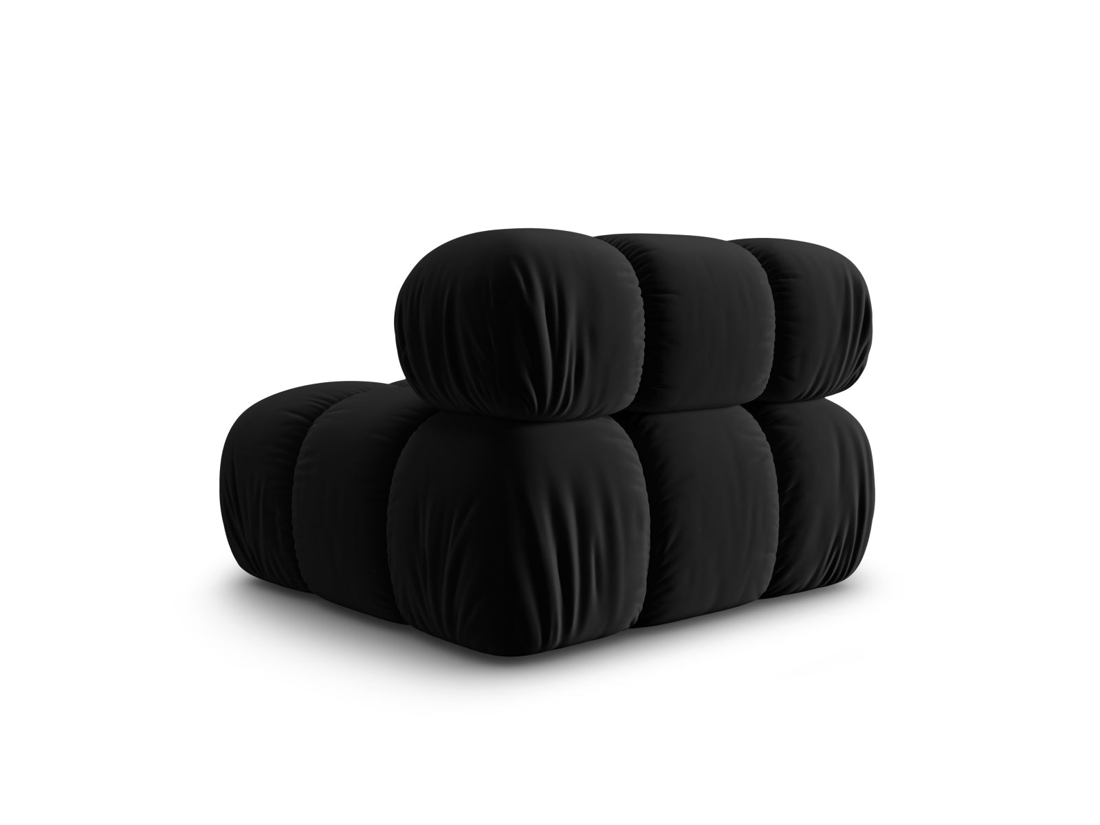 Stylischer Bellis Velour Modul Armless 1 Sitzer in edlem Schwarz-Bluvel, perfekt für kreative Raumkonzepte und komfortable Entspannung.