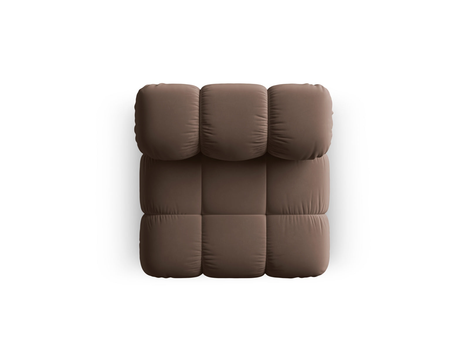 Eleganter Bellis Velour Modul Armless 1 Sitzer in tiefem Braun, ideal für kreative Raumgestaltungen und vielseitige Sitzmöglichkeiten.