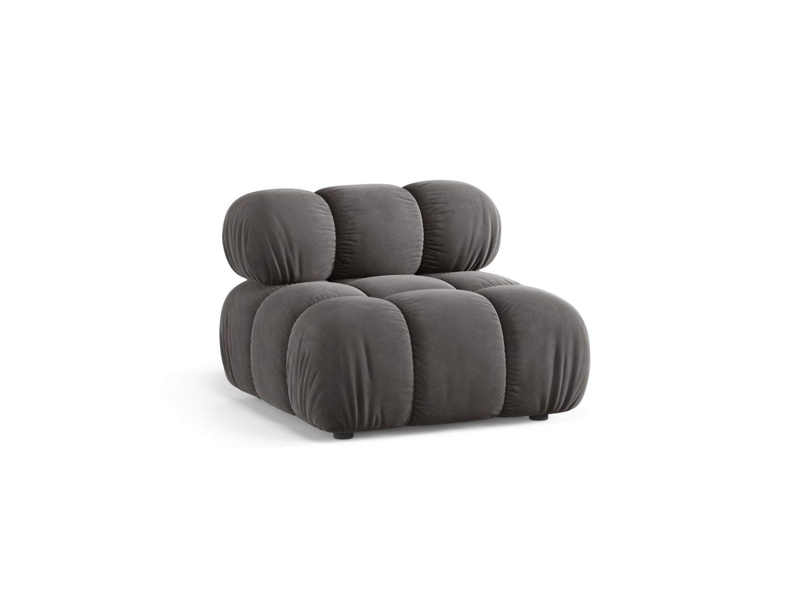 Eleganter Bellis Velour Modul Armless 1 Sitzer in sanftem Grau, ideal für stilvolle Wohnräume und flexible Sitzlösungen.