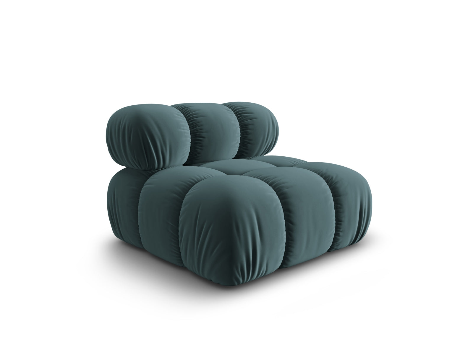 Stylischer Bellis Velour Modul Armless 1 Sitzer in sanftem Türkis, perfekt für moderne Wohnkonzepte und kreative Sitzlösungen.