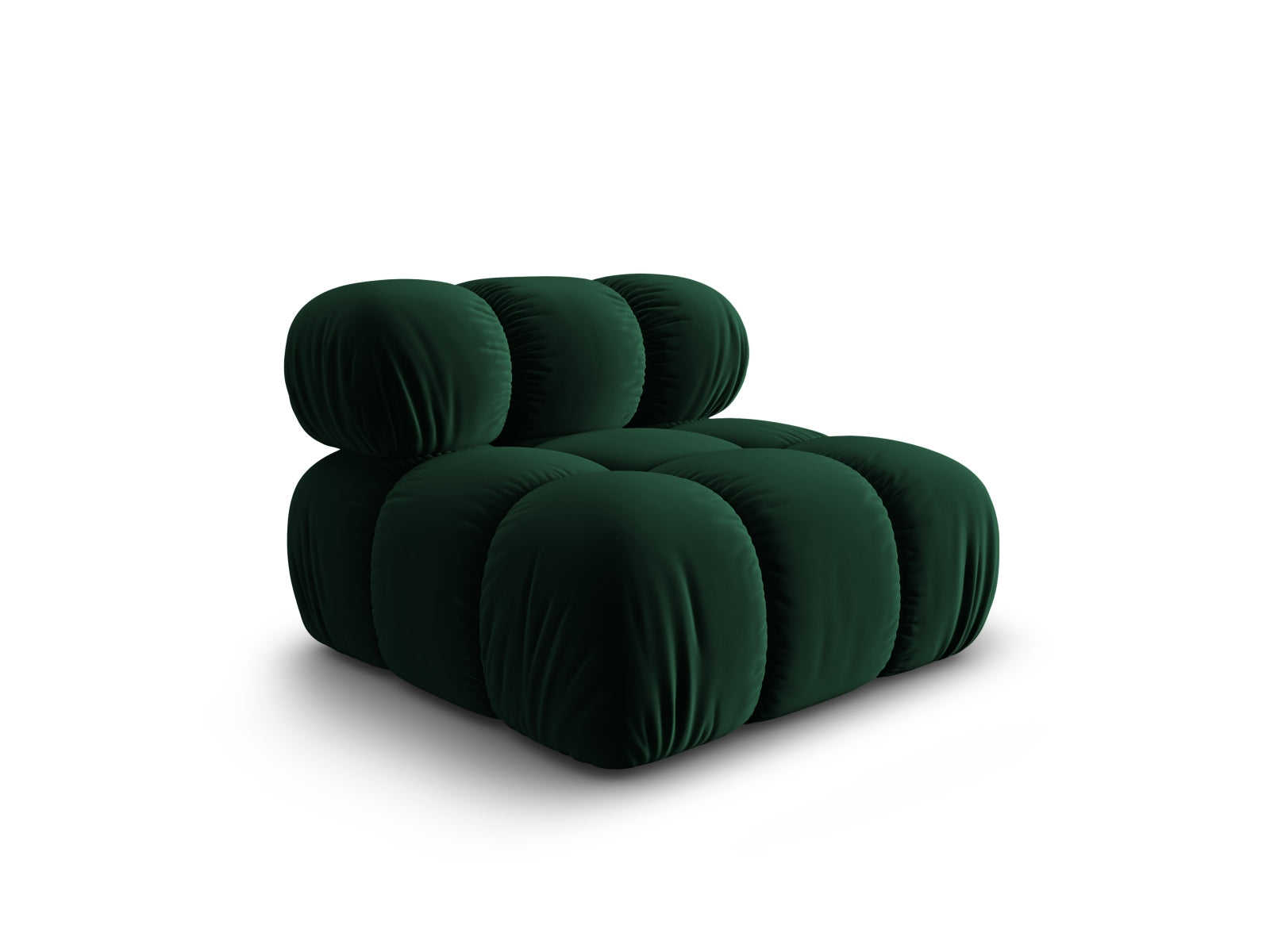 Stylischer Bellis Velour Modul Armless 1 Sitzer in tiefem Flaschengrün, perfekt für kreative Raumgestaltungen und zeitgemäße Einrichtung.