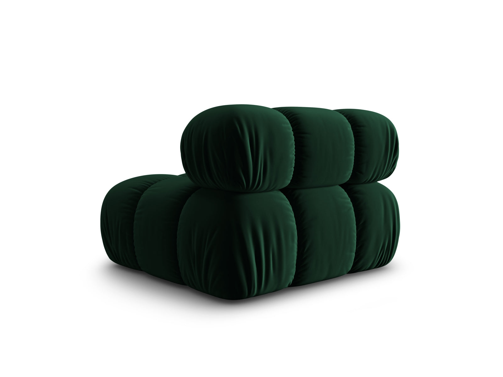 Stylischer Bellis Velour Modul Armless 1 Sitzer in tiefem Flaschengrün, perfekt für kreative Wohnräume und vielseitige Einrichtungslösungen.