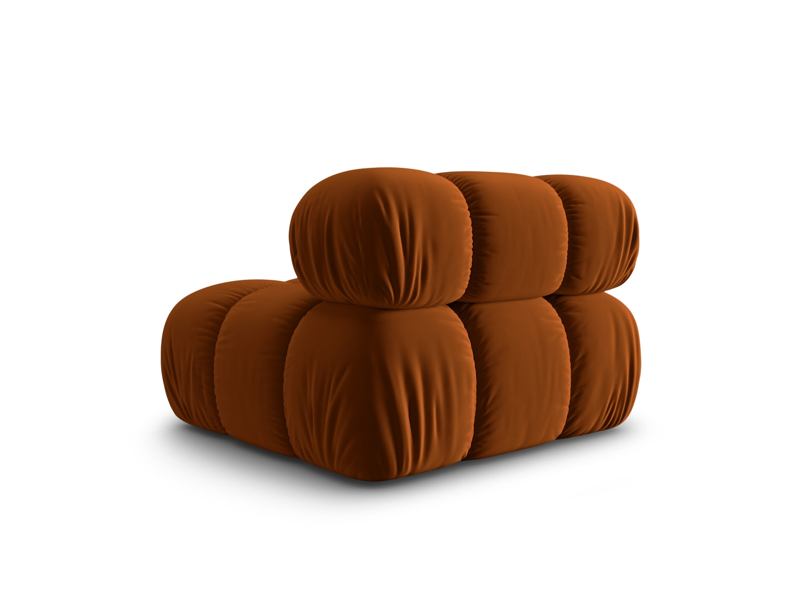 Stylischer Bellis Velour Modul Armless 1 Sitzer in sanftem Terracotta, perfekt für moderne und anpassbare Wohnkonzepte.