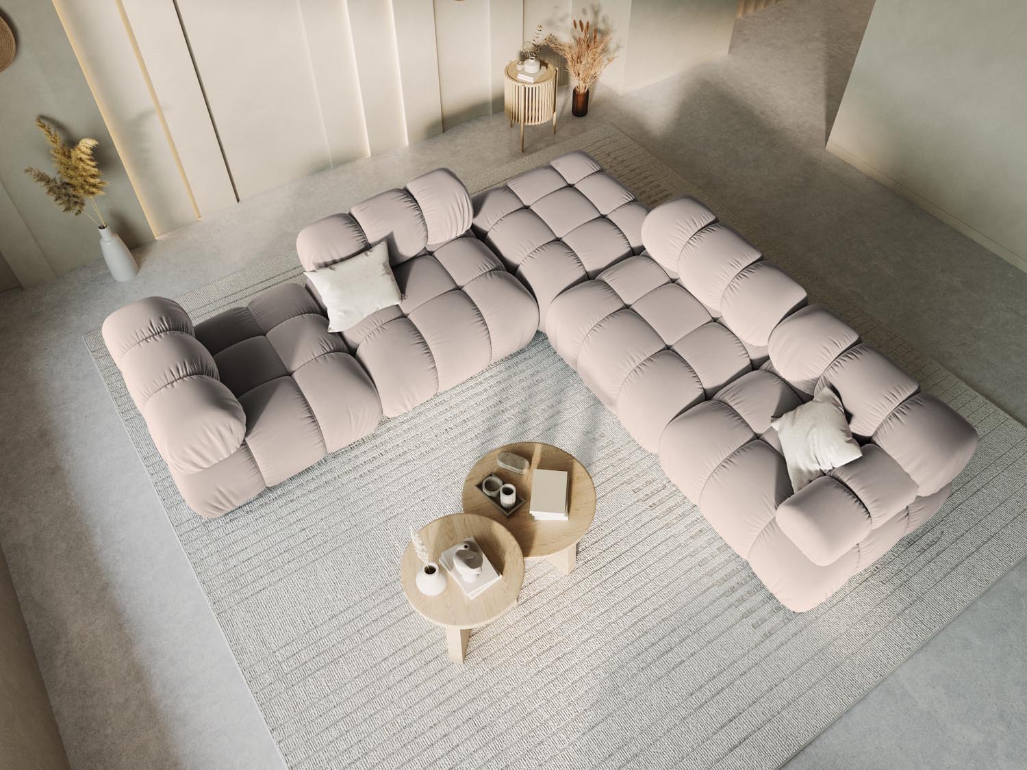 Eleganter Bellis Velour Modul Armless 1 Sitzer in stilvollem Cappuccino-Bluvel, ideal für moderne Wohnräume und flexible Sitzlösungen.