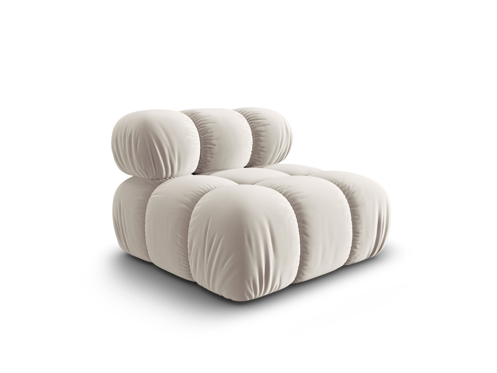 Stylischer Bellis Velour Modul Armless 1 Sitzer in edlem Dunkelbeige, perfekt für kreative Raumgestaltungen und individuelle Sofalösungen.