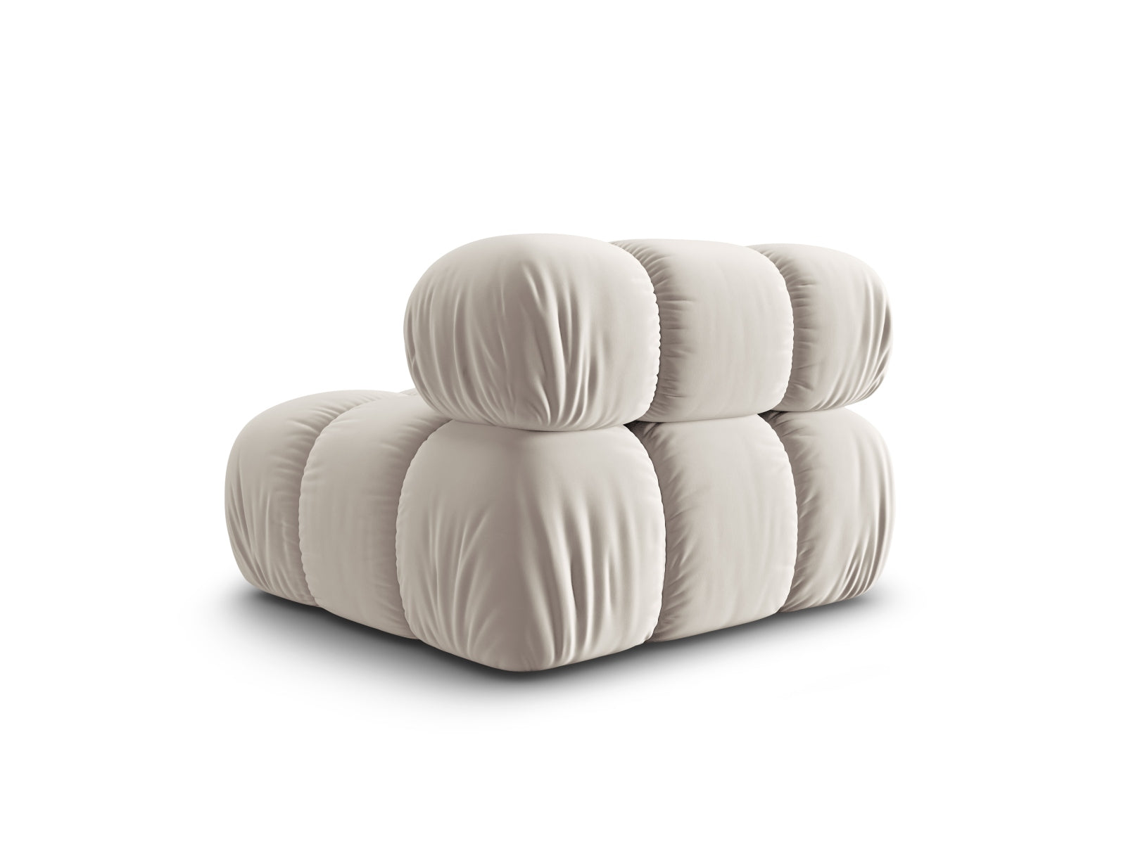 Stylischer Bellis Velour Modul Armless 1 Sitzer in edlem Dunkelbeige, perfekt für kreative Raumgestaltungen und komfortable Sitzmöglichkeiten.