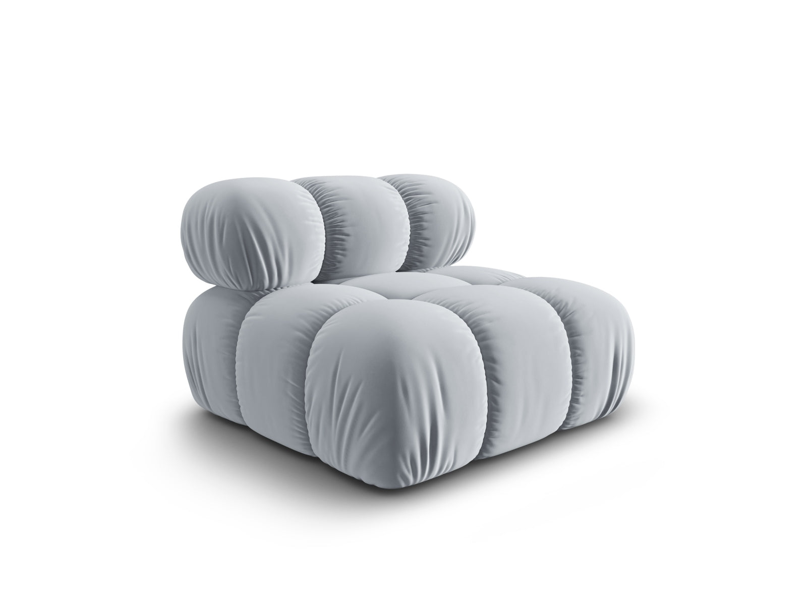 Stylischer Bellis Velour Modul Armless 1 Sitzer in zartem Hellblau, perfekt für moderne Interieurs und vielseitige Raumgestaltungen.