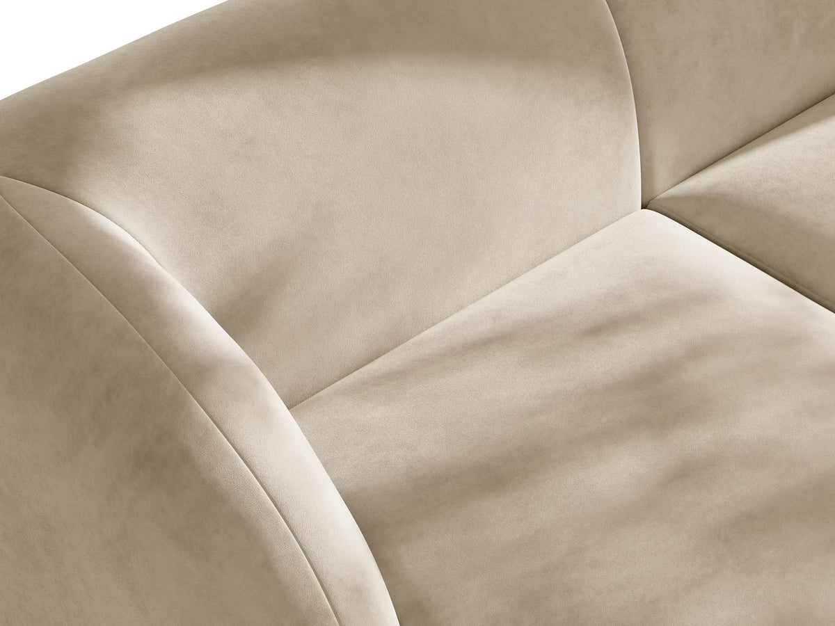 Einsitzer-Modul des Miley Sofas von Micadoni in Dunkelbeige, bezogen mit samtartigem Bluvel-Stoff, mit schwarzen Kunststofffüssen.