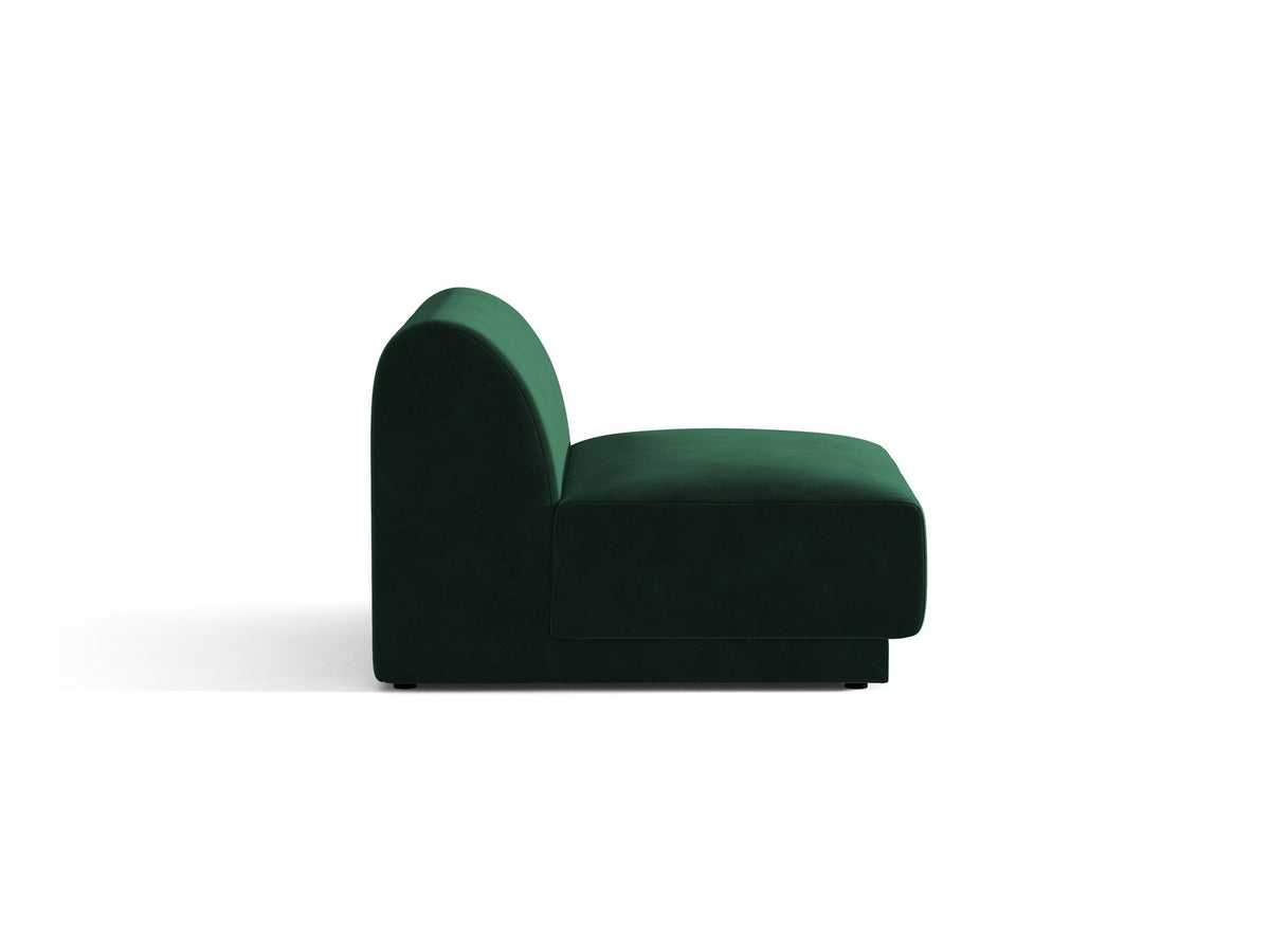 Einsitzer-Modul des Miley Sofas von Micadoni in Dunkelbeige, bezogen mit samtartigem Bluvel-Stoff, mit schwarzen Kunststofffüssen.