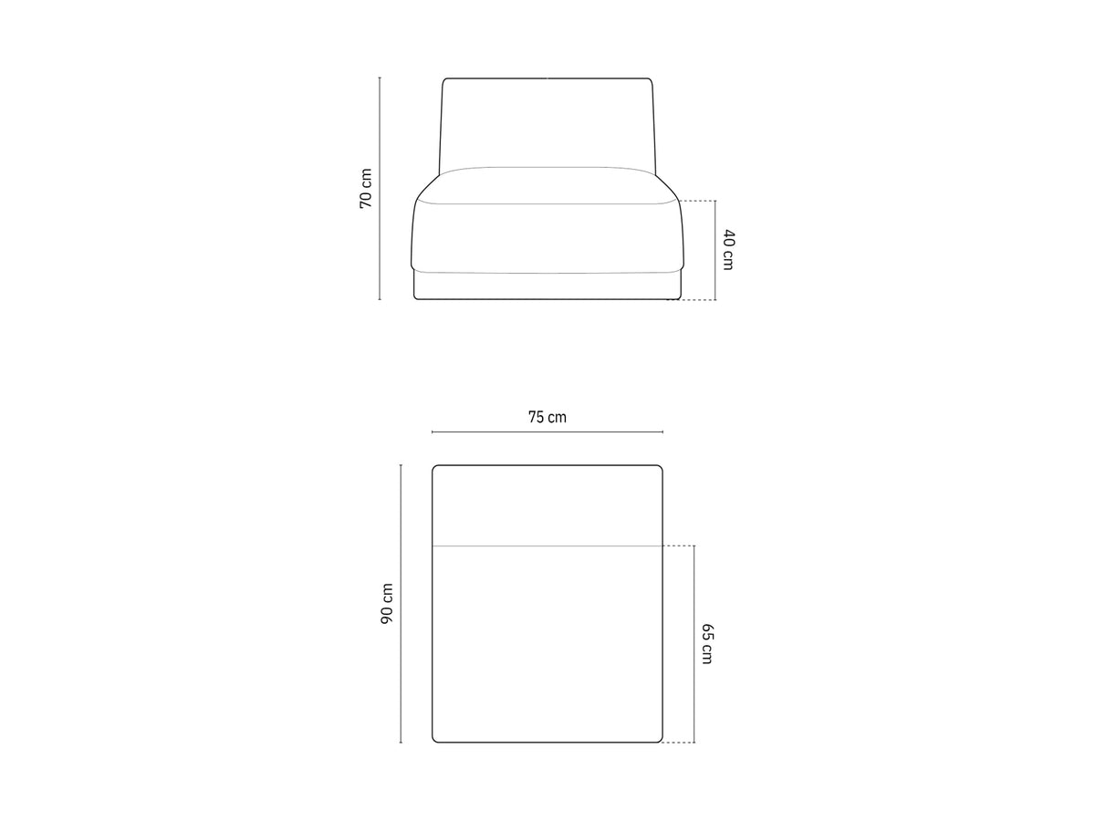 Miley Velour Modul Armless 1 Sitzer in Cappuccino-Bluvel präsentiert im Onlineshop von KAQTU Design AG. Modulares Sofa ist von Micadoni