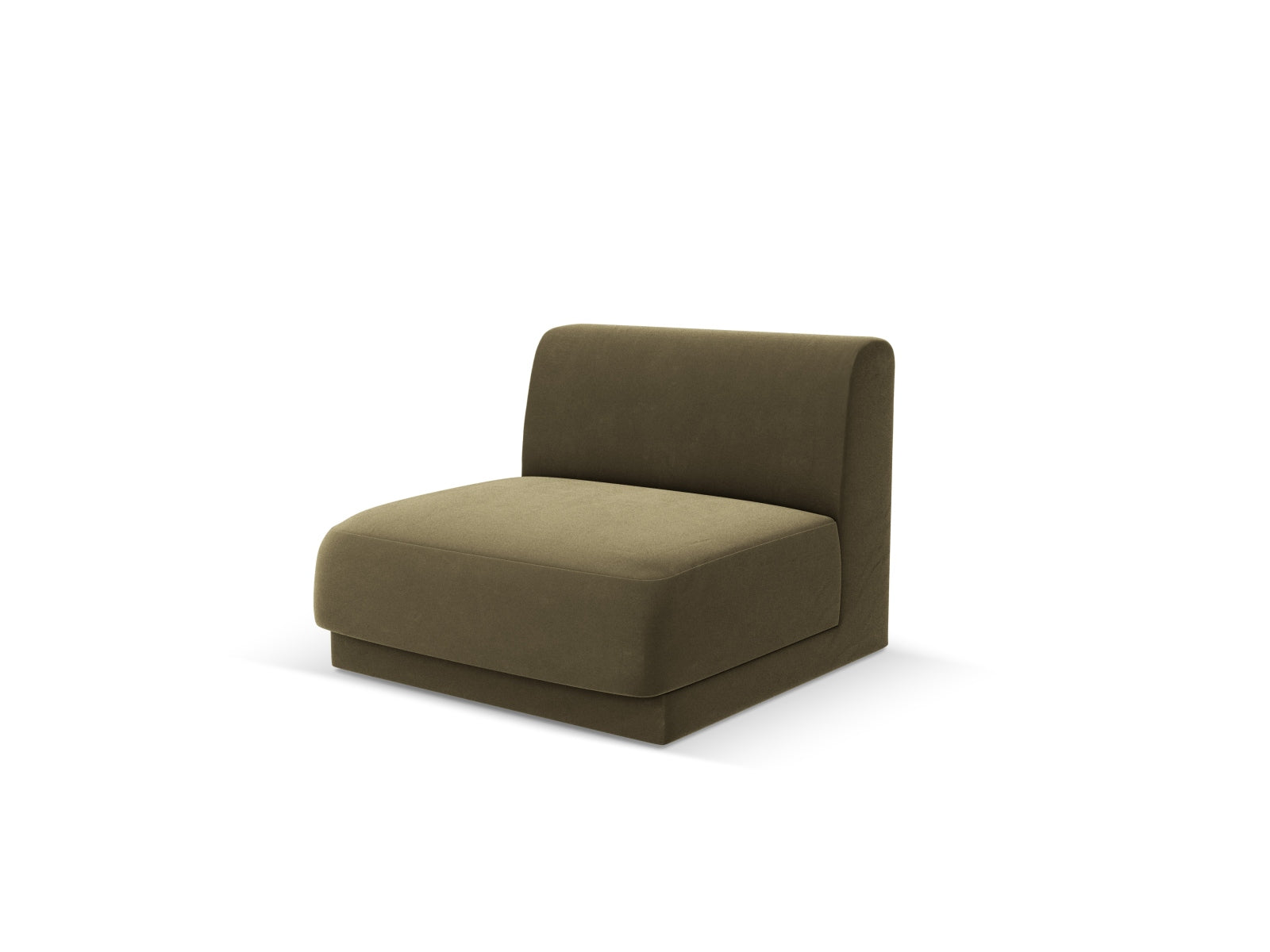 Eleganter Miley Velour Modul Armless 1 Sitzer in stilvollem Green-Bluvel, ideal für moderne Wohnräume und vielseitige Sofa-Kombinationen.