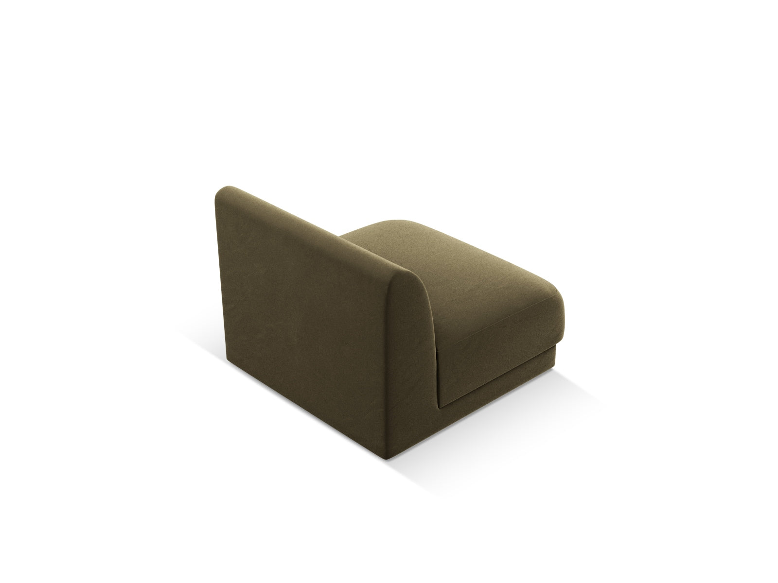 Stylischer Miley Velour Modul Armless 1 Sitzer in trendigem Green-Bluvel, perfekt für kreative Raumgestaltungen und individuelle Sofalösungen.