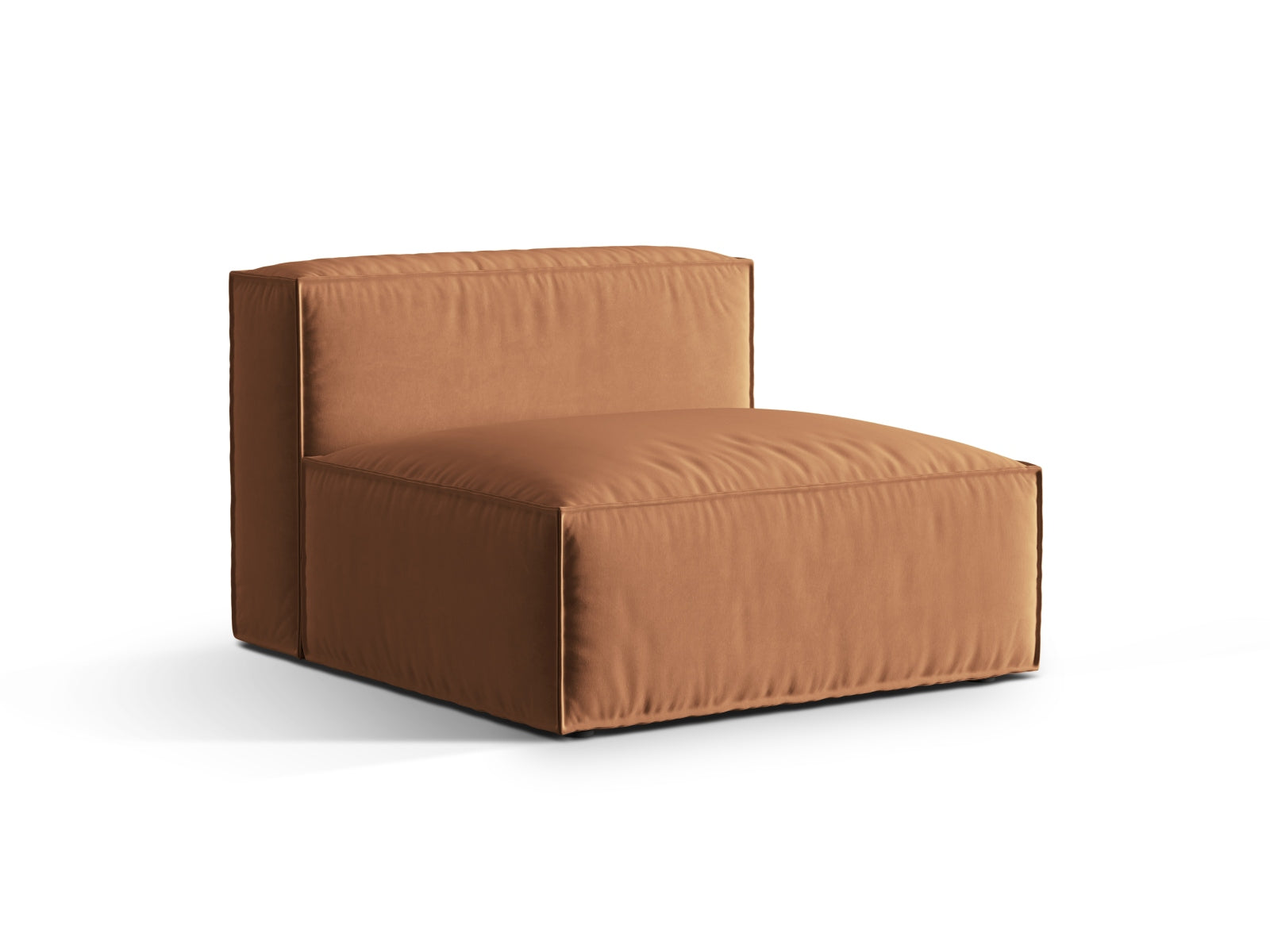 Eleganter Nuria Velour Modul Armless 1 Sitzer in warmem Honigton, ideal für stilvolle Wohnräume und flexible Sitzlösungen.