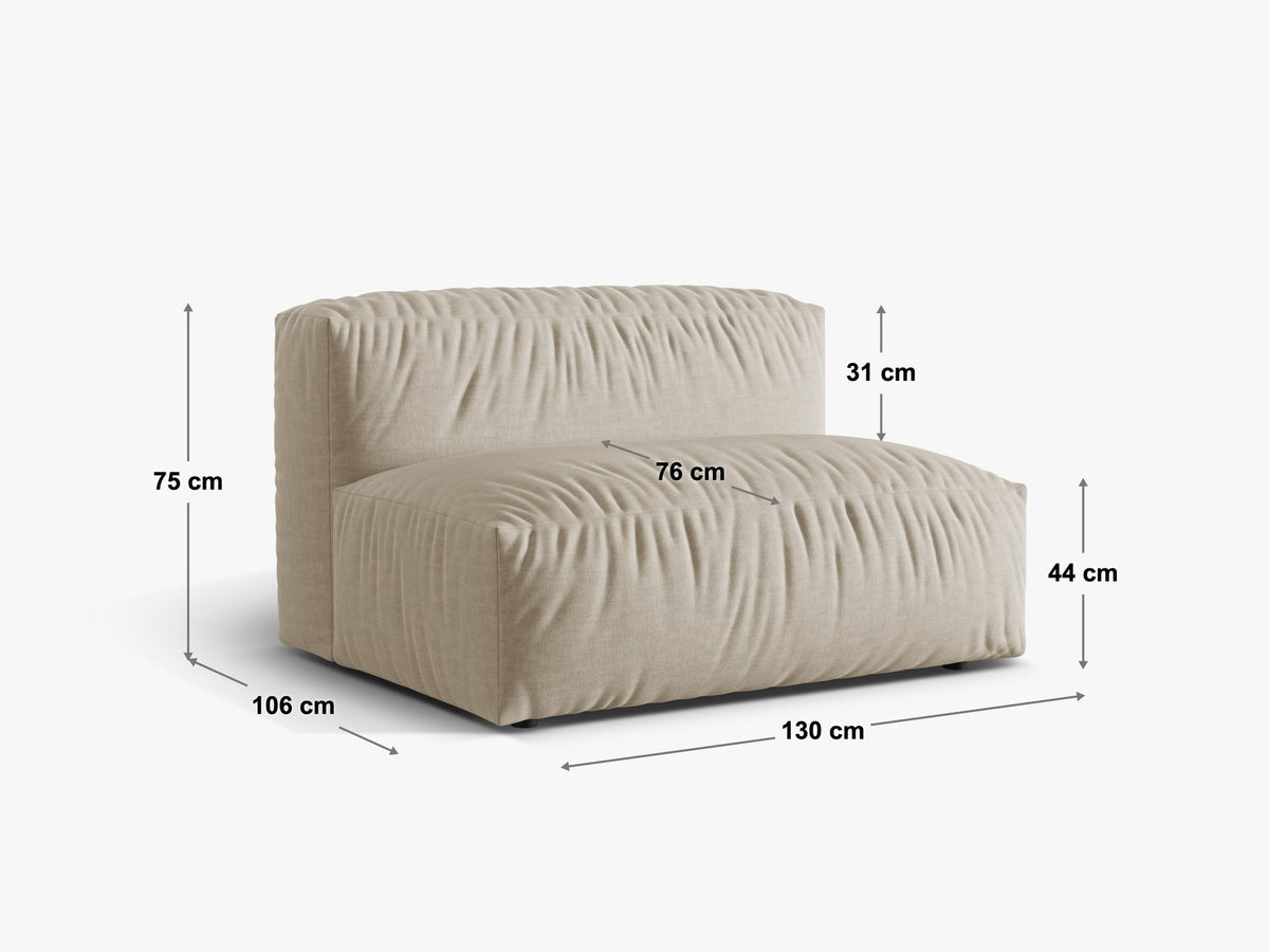 Sofa-Modul Martina von Micadoni in Schokolade mit Veloursstoff-Bezug, schwarzen Kunststoffbeinen und niedriger Rückenlehne, modulares Sofa-System.