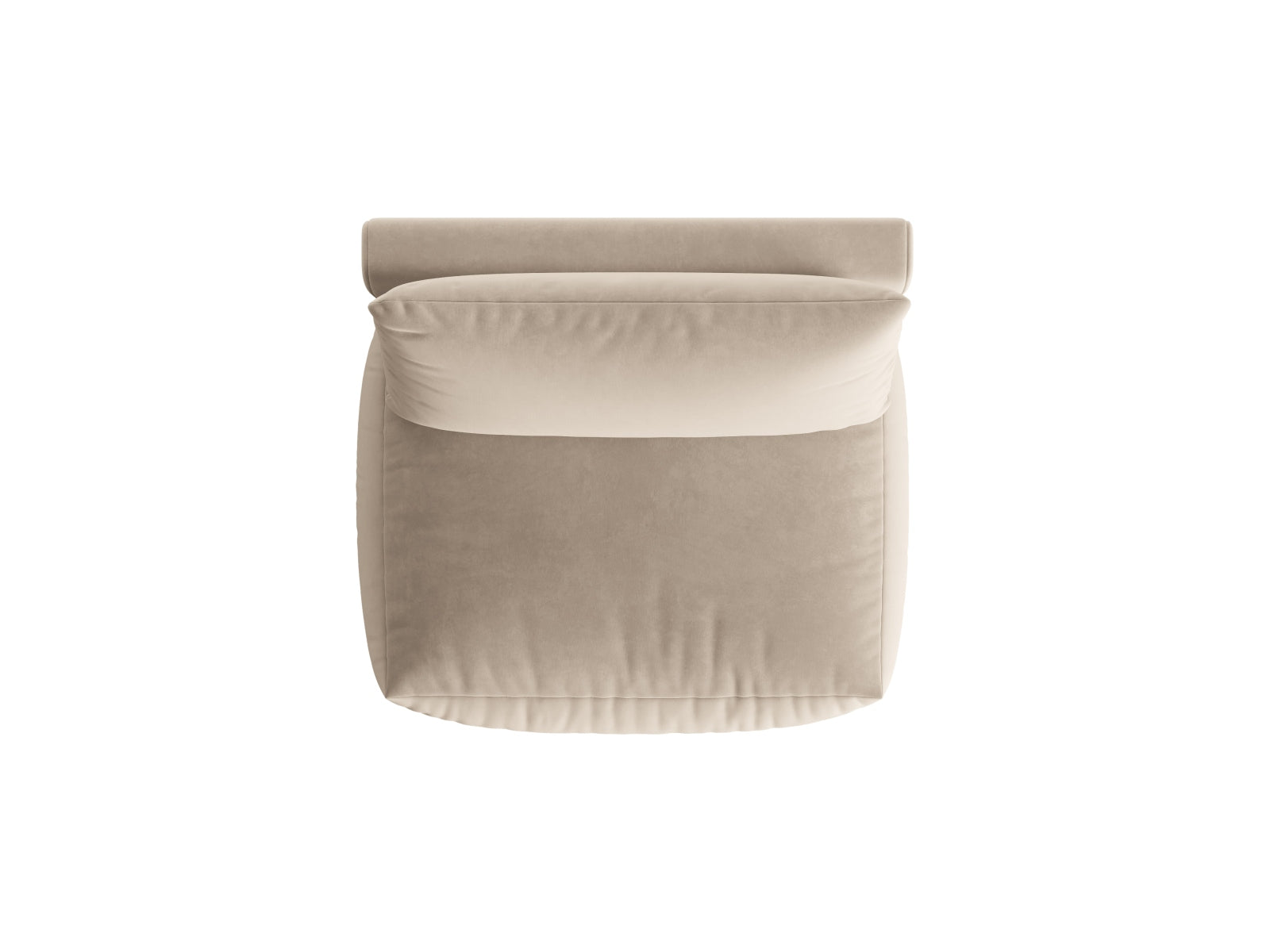Stylischer Chris Velour Modul Armless 1 Sitzer in zartem Ecru, perfekt für moderne Wohnkonzepte und entspannende Rückzugsorte.