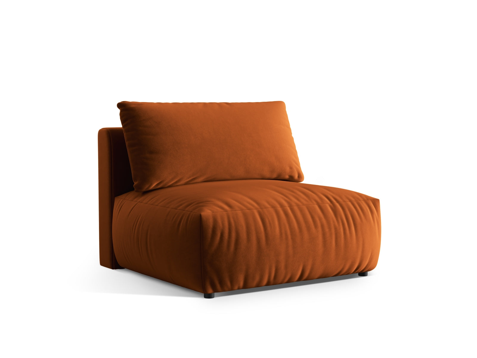 Stylischer Chris Velour Modul Armless 1 Sitzer in sanftem Terracotta, perfekt für kreative Raumgestaltungen und gemütliche Sitzgelegenheiten.