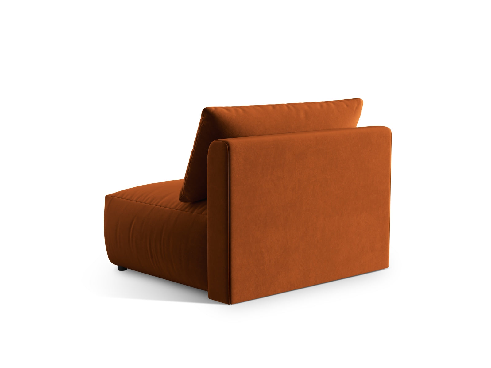 Eleganter Chris Velour Modul Armless 1 Sitzer in warmem Terracotta, ideal für moderne Wohnkonzepte und entspannte Atmosphäre.