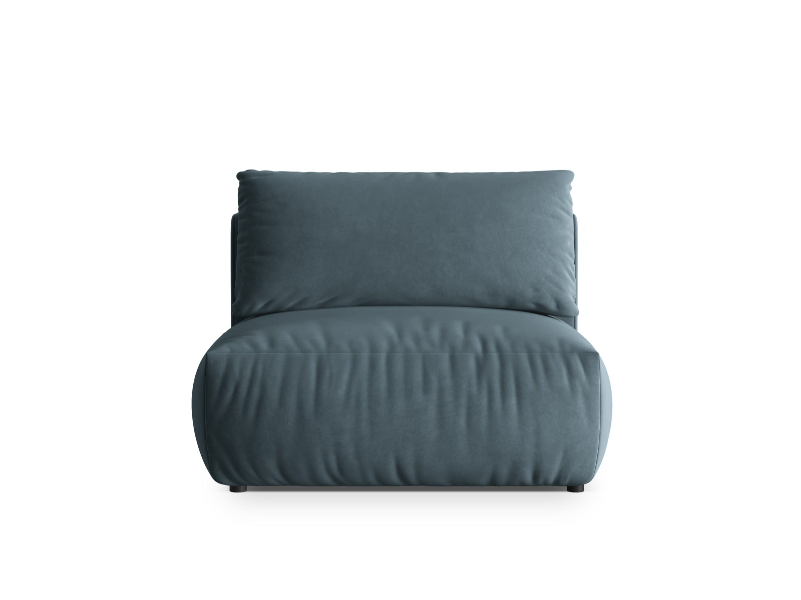 Eleganter Chris Velour Modul Armless 1 Sitzer in sanftem Pastellblau, ideal für kreative Raumgestaltungen und flexible Sitzarrangements.