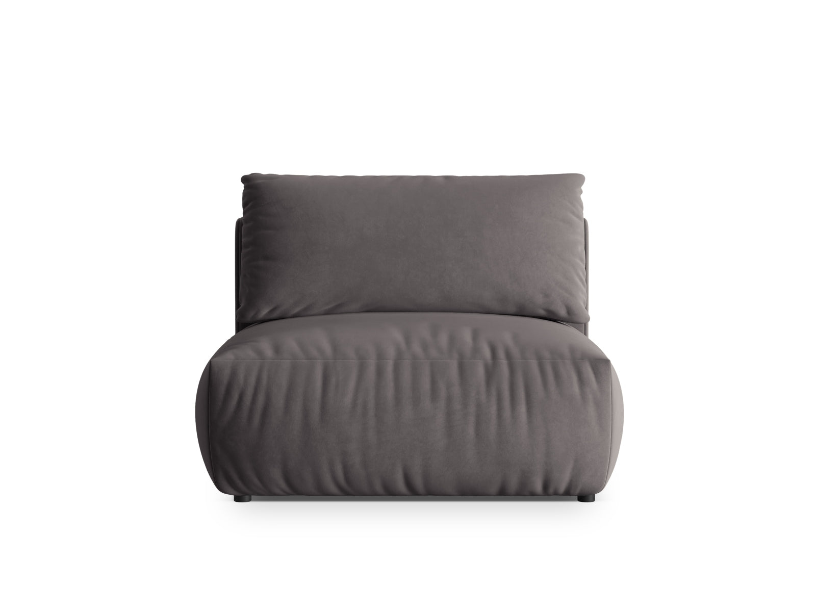 Eleganter Chris Velour Modul Armless 1 Sitzer in zeitlosem Dunkelgrau, ideal für kreative Raumgestaltungen und komfortable Sitzlösungen.