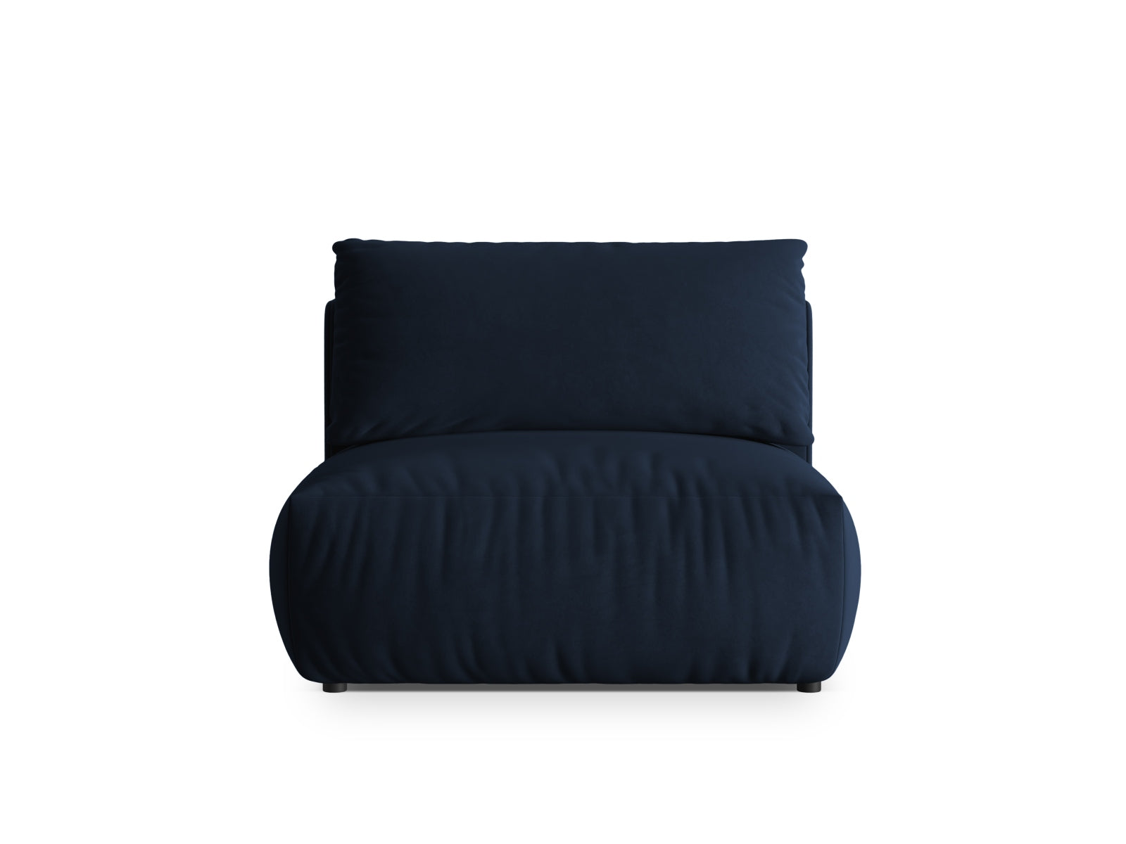 Eleganter Chris Velour Modul Armless 1 Sitzer in tiefem Royalblau, ideal für kreative Raumgestaltungen und flexible Sitzarrangements.