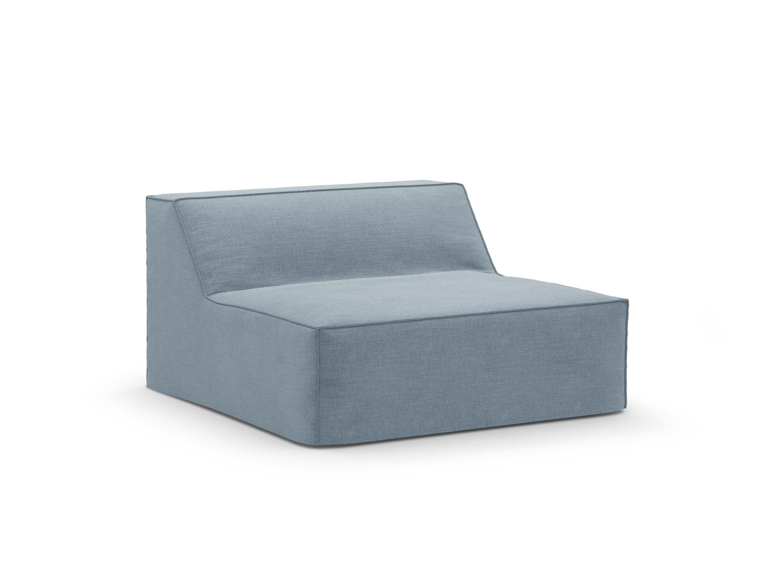 Eleganter Jodie Modul Armless 1 Sitzer in sanftem Blau, ideal für moderne Wohnkonzepte und individuelle Sitzlösungen.