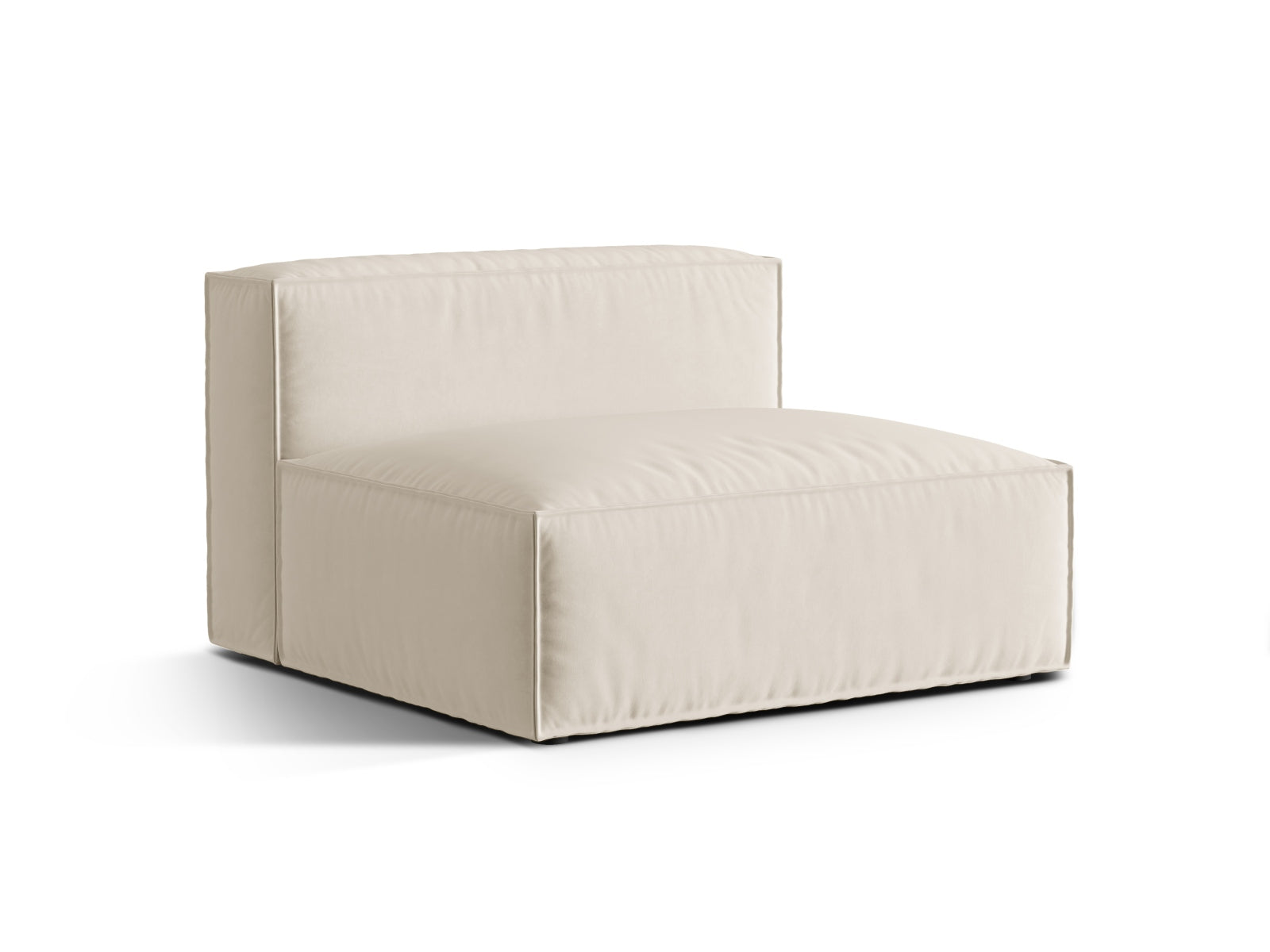 Beige Nuria Velour Modul Armless 2 Sitzer von Micadoni, stilvolles modulares Sofa ohne Armlehnen, ideal für moderne Wohnräume.