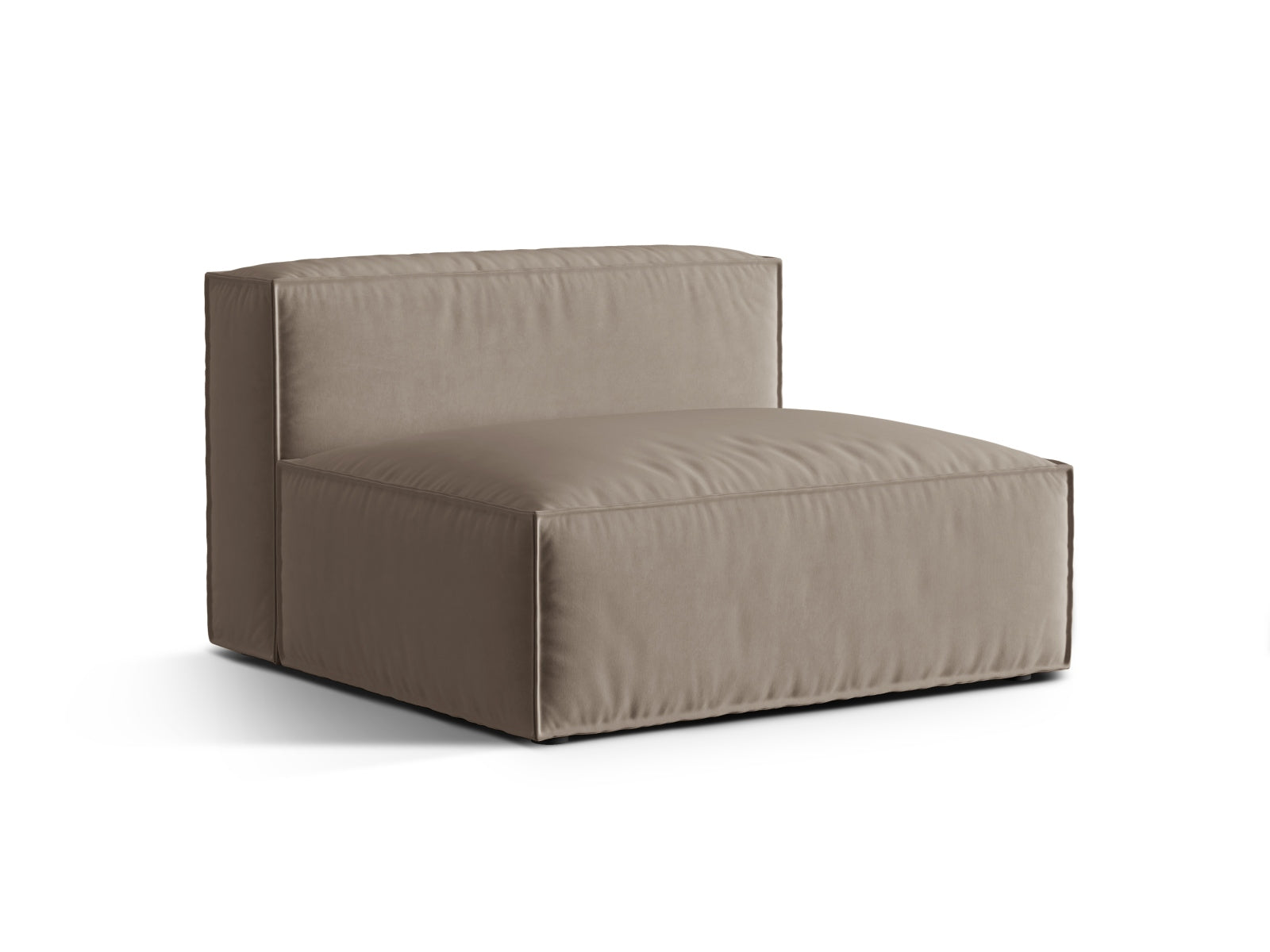 Elegantes Nuria Velour Modul Armless 2 Sitzer Sofa in warmem Grau, ideal für stilvolle Wohnräume und flexible Gestaltung.