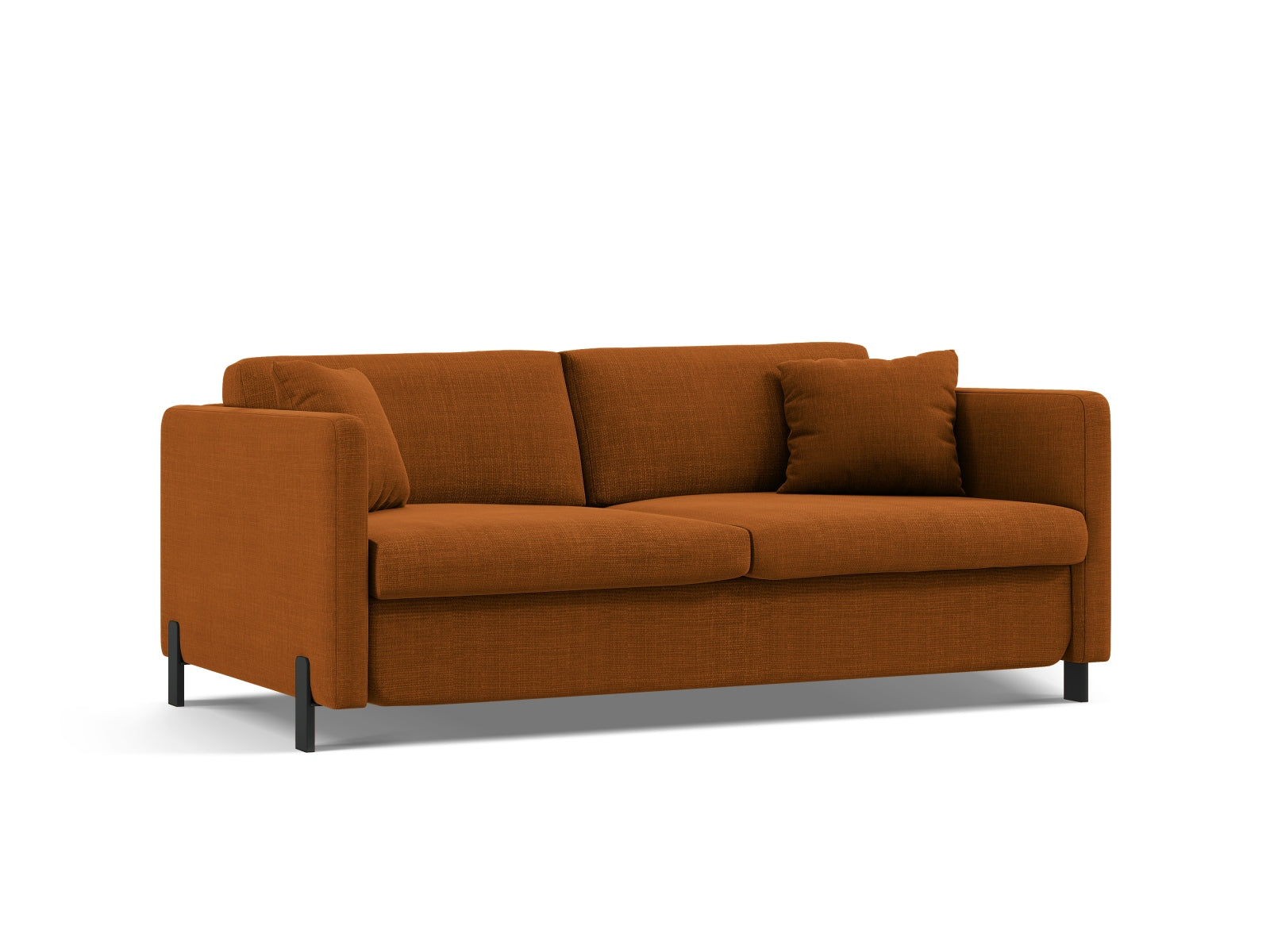 Modernes 2-Sitzer Sofa Gloria mit Schlaffunktion in Brick-Bjorn, perfekt für kleine Räume und entspannte Abende.
