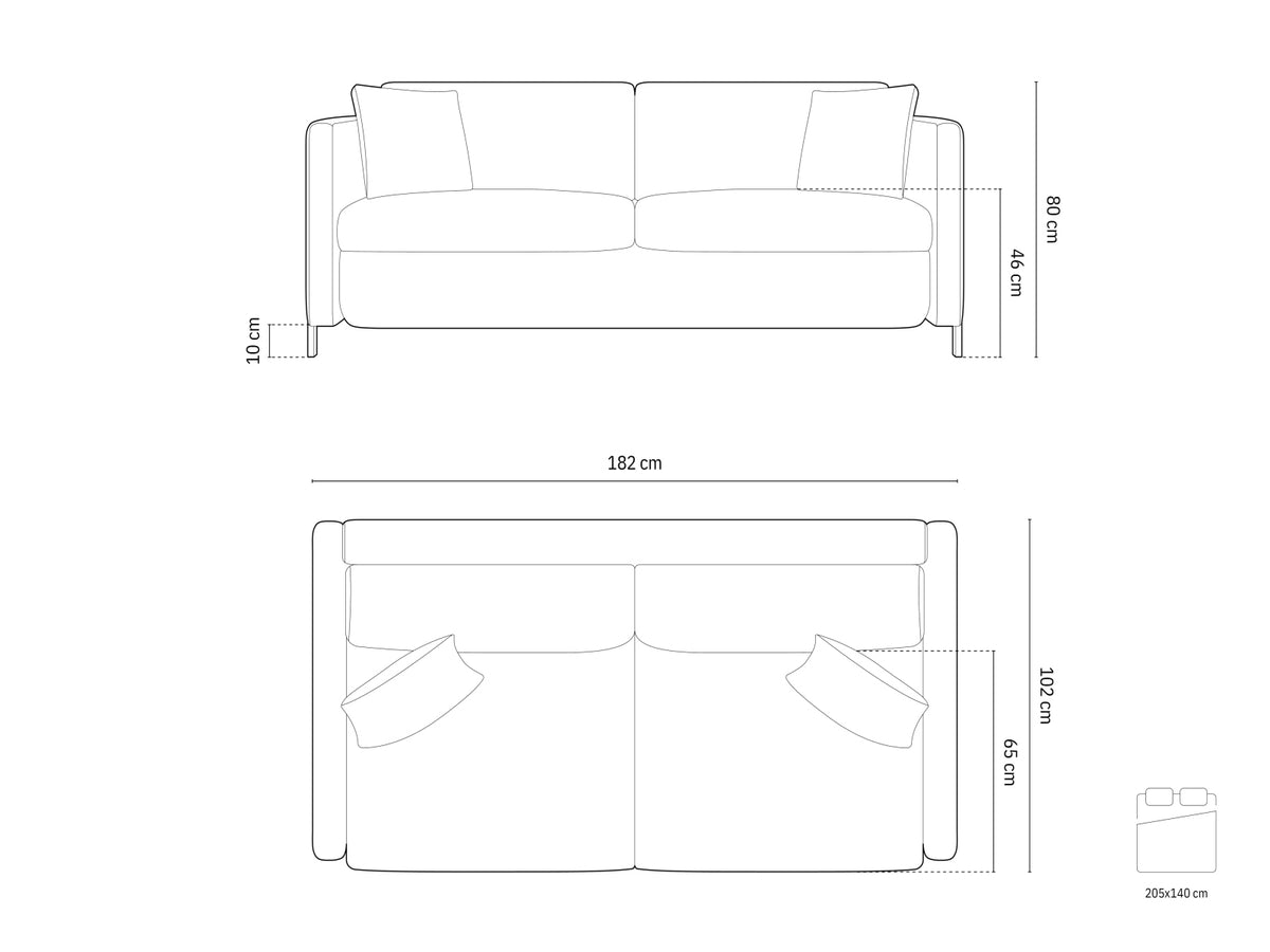 Gloria Sofa mit Schlaffunktion 2 Sitzer in Light Grey-Bjorn präsentiert im Onlineshop von KAQTU Design AG. Bettsofa ist von Micadoni