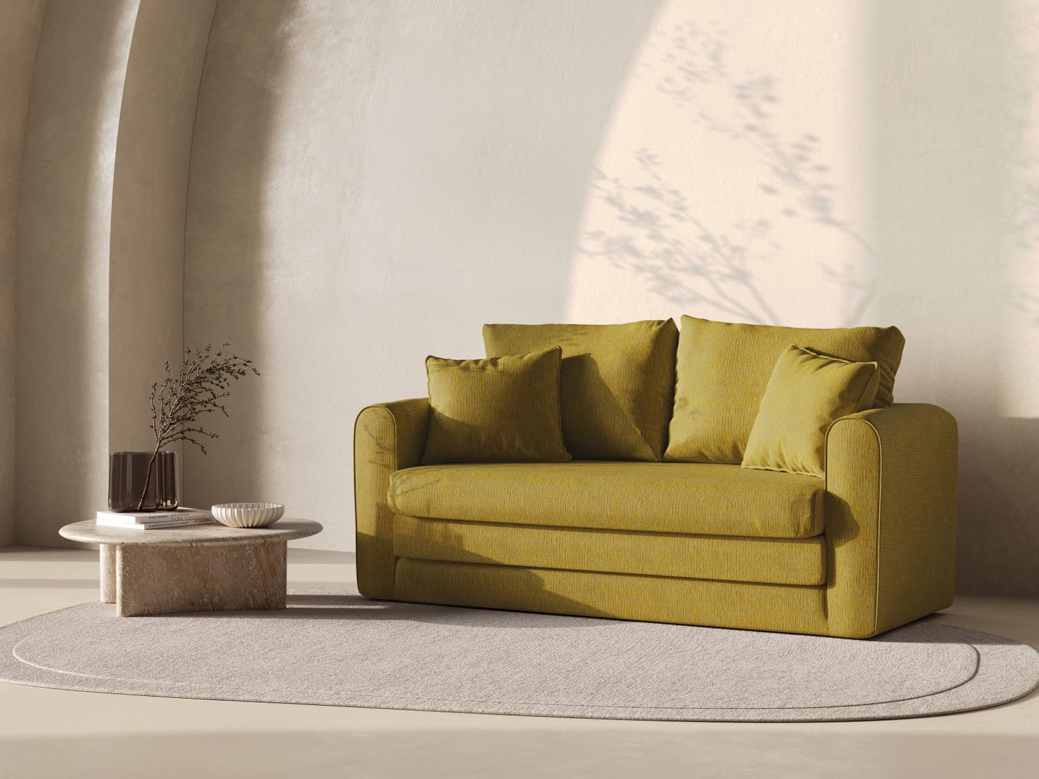 Lido Sofa mit Schlaffunktion 2 Sitzer in Sunflower Melange-Baltimore präsentiert im Onlineshop von KAQTU Design AG. Bettsofa ist von Micadoni