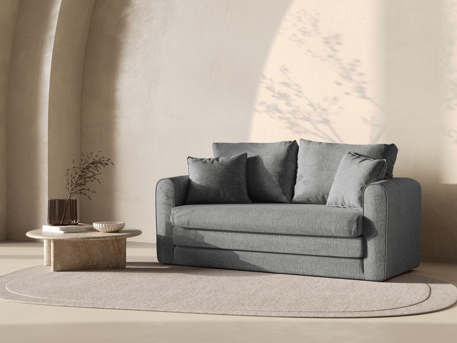 Lido Sofa mit Schlaffunktion 2 Sitzer in Warm grey-Baltimore präsentiert im Onlineshop von KAQTU Design AG. Bettsofa ist von Micadoni