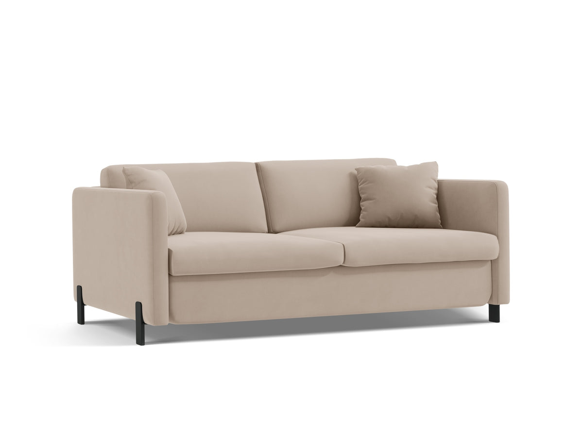 Gloria Velour Sofa mit Schlaffunktion 2 Sitzer in Beige-Salvador präsentiert im Onlineshop von KAQTU Design AG. Bettsofa ist von Micadoni