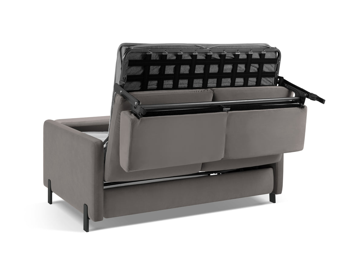 Gloria Velour Sofa mit Schlaffunktion 2 Sitzer in Grey-Salvador präsentiert im Onlineshop von KAQTU Design AG. Bettsofa ist von Micadoni