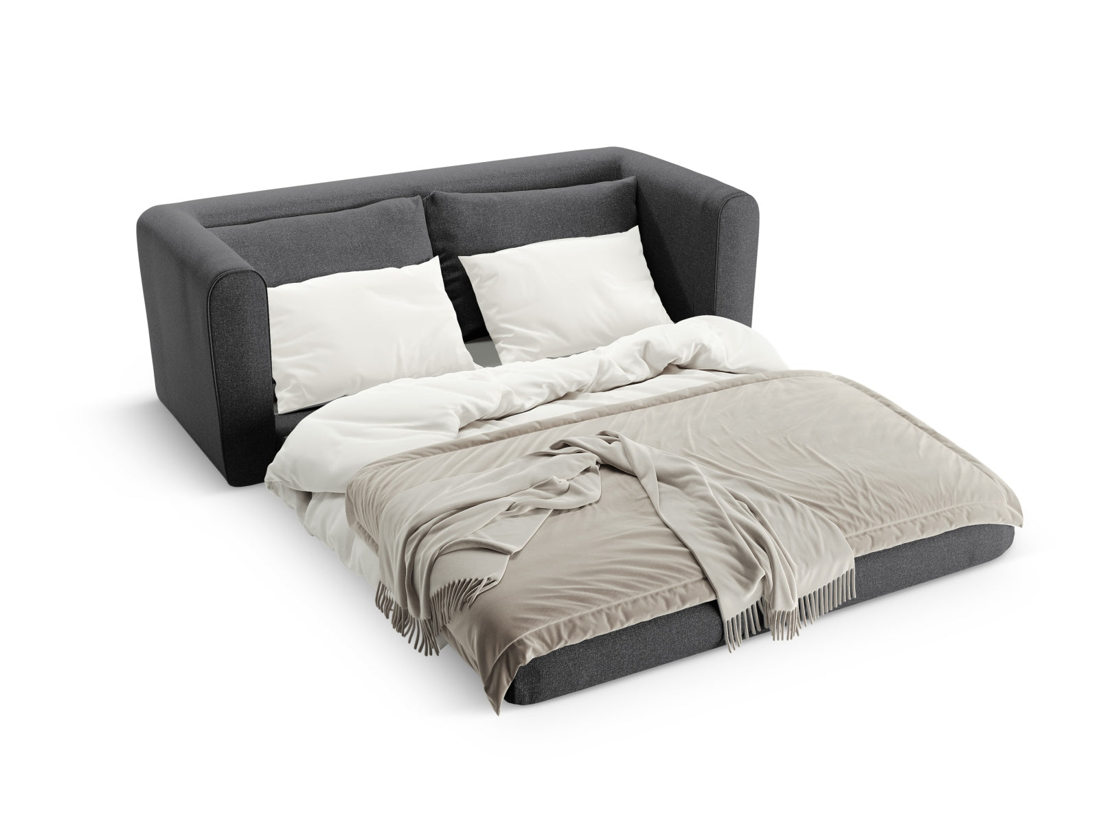 Lido Sofa mit Schlaffunktion 2 Sitzer in Dark Grey-Solid präsentiert im Onlineshop von KAQTU Design AG. Bettsofa ist von Micadoni