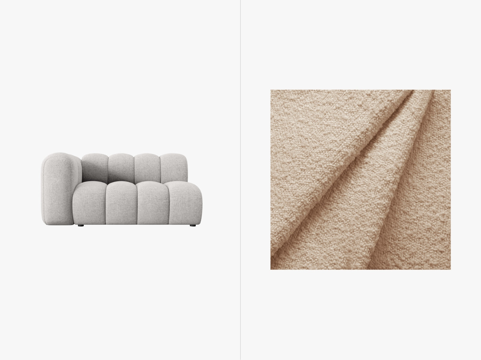 Lupine Boucle Modular Sofa links 2 Sitzer in Beige präsentiert im Onlineshop von KAQTU Design AG. Modulares Sofa ist von Micadoni