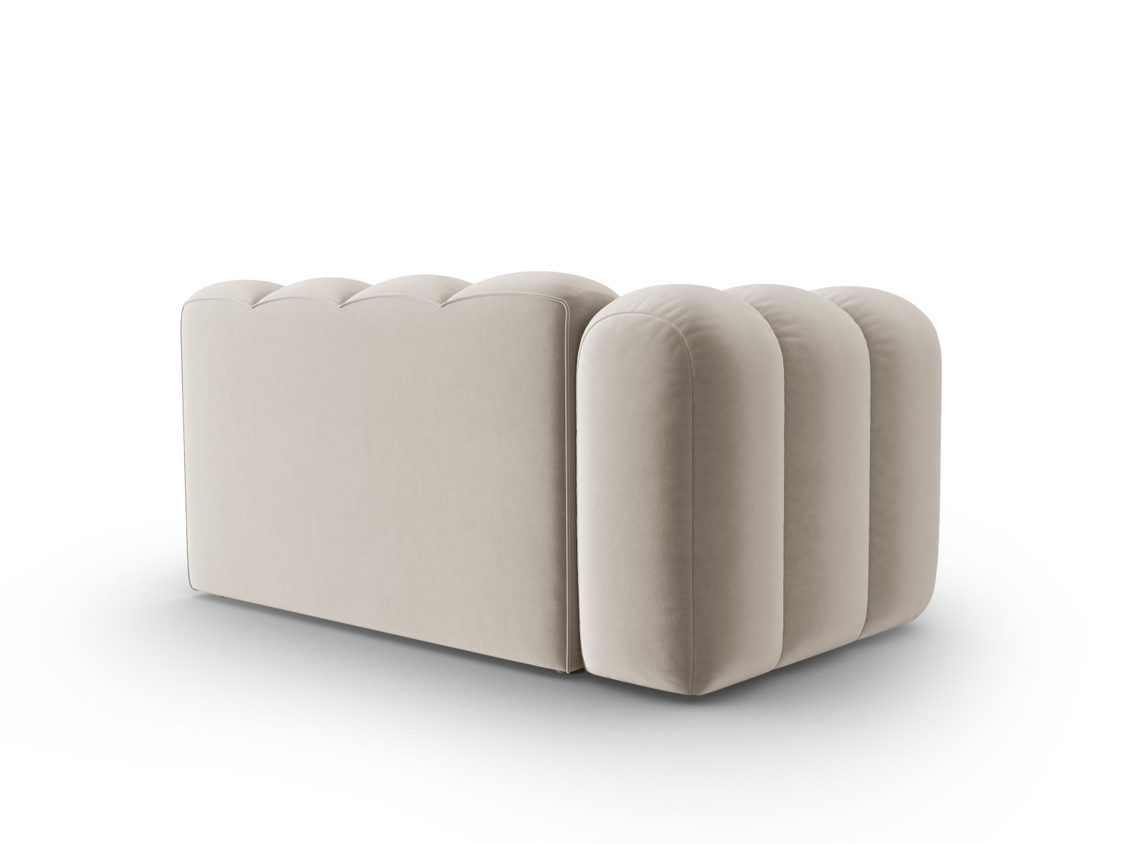 Elegantes, beiges Velours-Modulsitzmöbel von Micadoni, das Lupine 2-Sitzer Sofa links, ideal für ein modernes Wohnambiente.