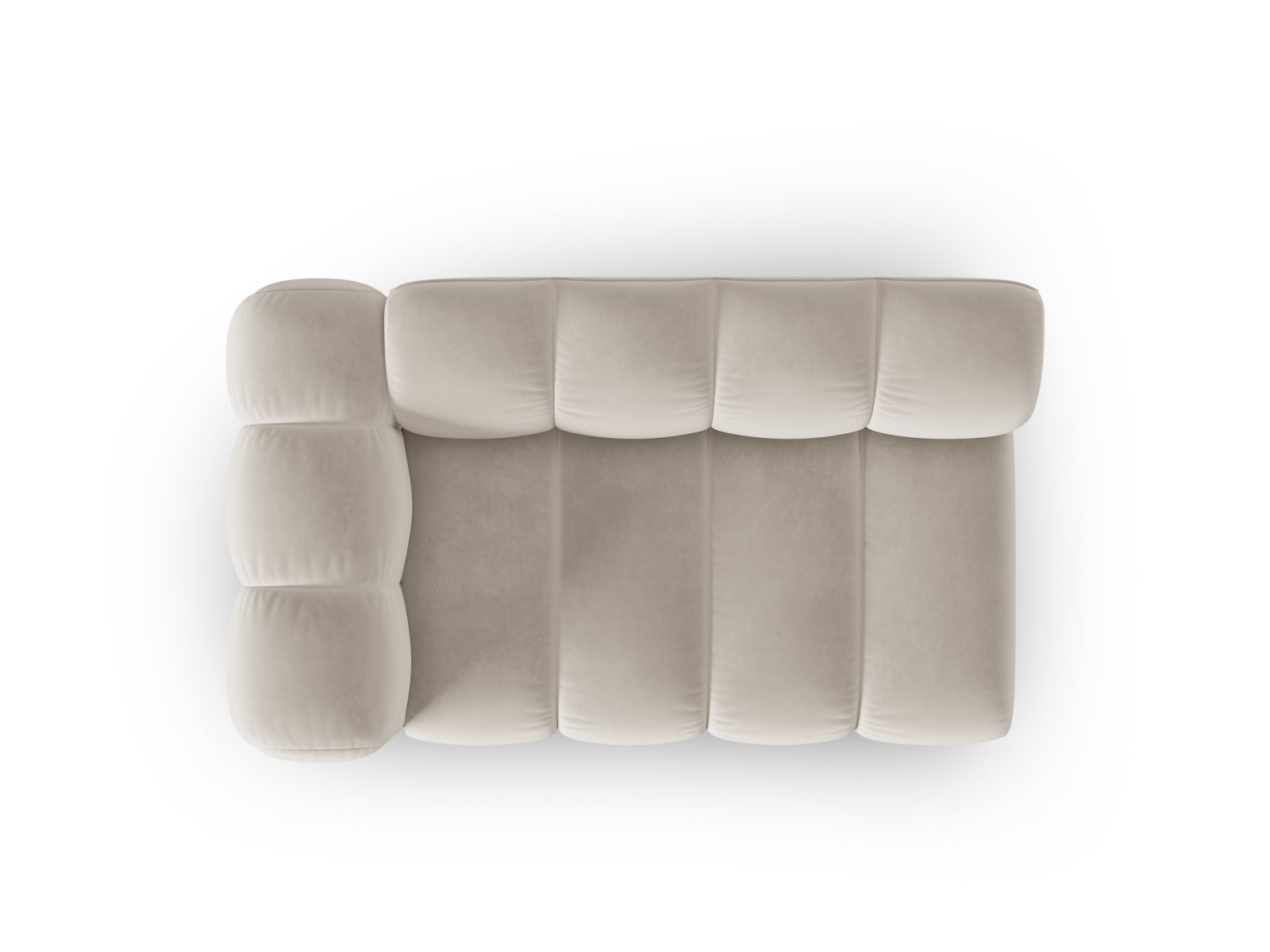 Beiges Velours-Modulsitzmöbel von Micadoni, Lupine 2-Sitzer Sofa links, perfekt für stilvolle und gemütliche Wohnräume.