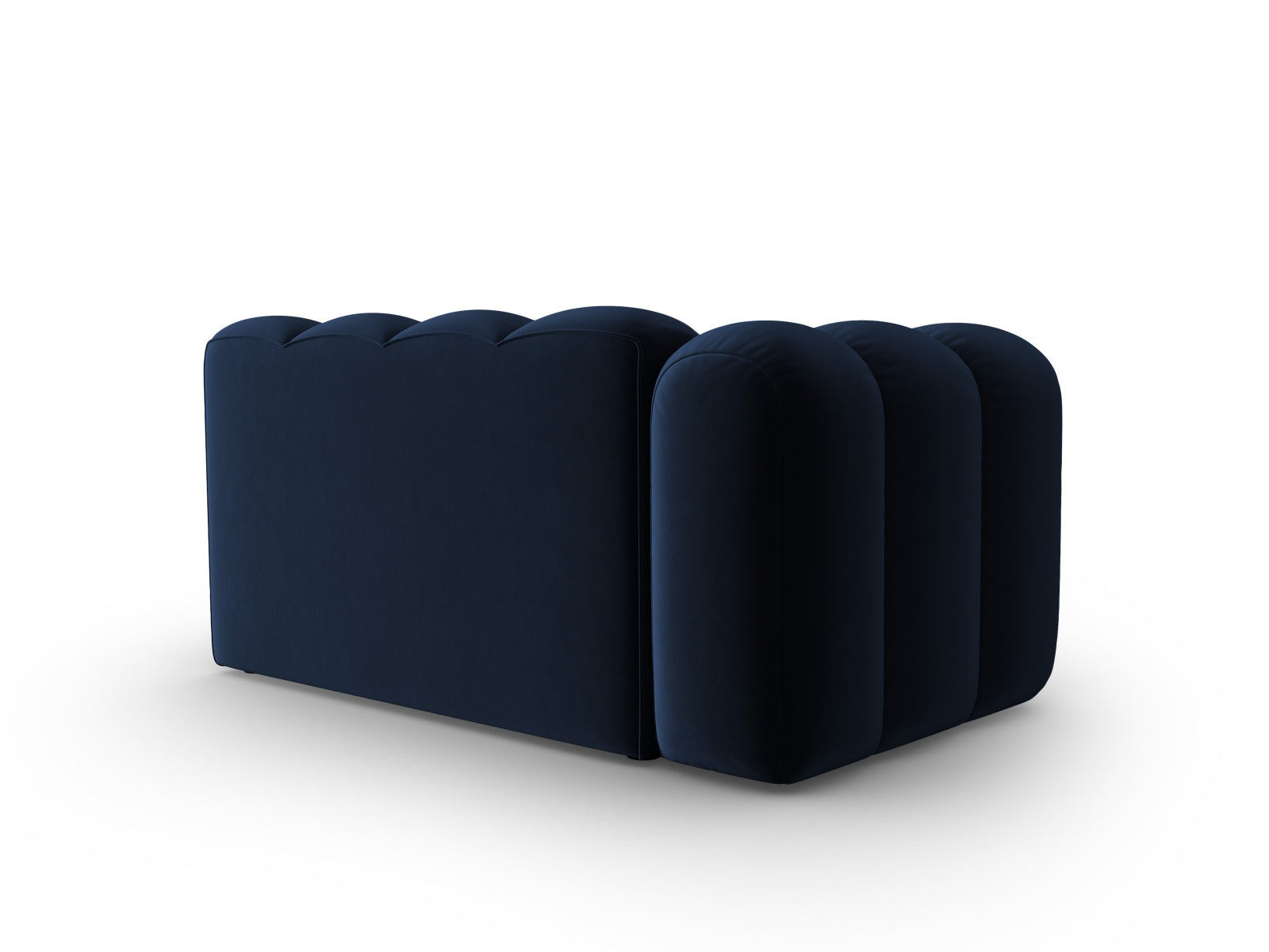 Stylisches, linksseitiges 2-Sitzer Sofa aus Lupine Velour in Royal Blue, perfekt für zeitgemäße Inneneinrichtungen von Micadoni.