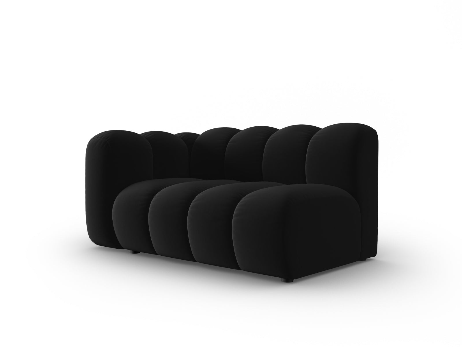 Elegantes Lupine Velour 2-Sitzer Sofa in Schwarz, linksseitig, ideal für moderne Wohnräume, erhältlich bei KAQTU Design AG.