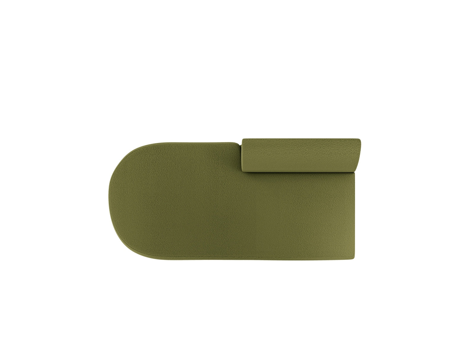 Elegantes Miley Sitting Module Open links 2 Sitzer in Dunkelolivgrün, perfektes modulares Sofa für zeitgemäße Einrichtungskonzepte.