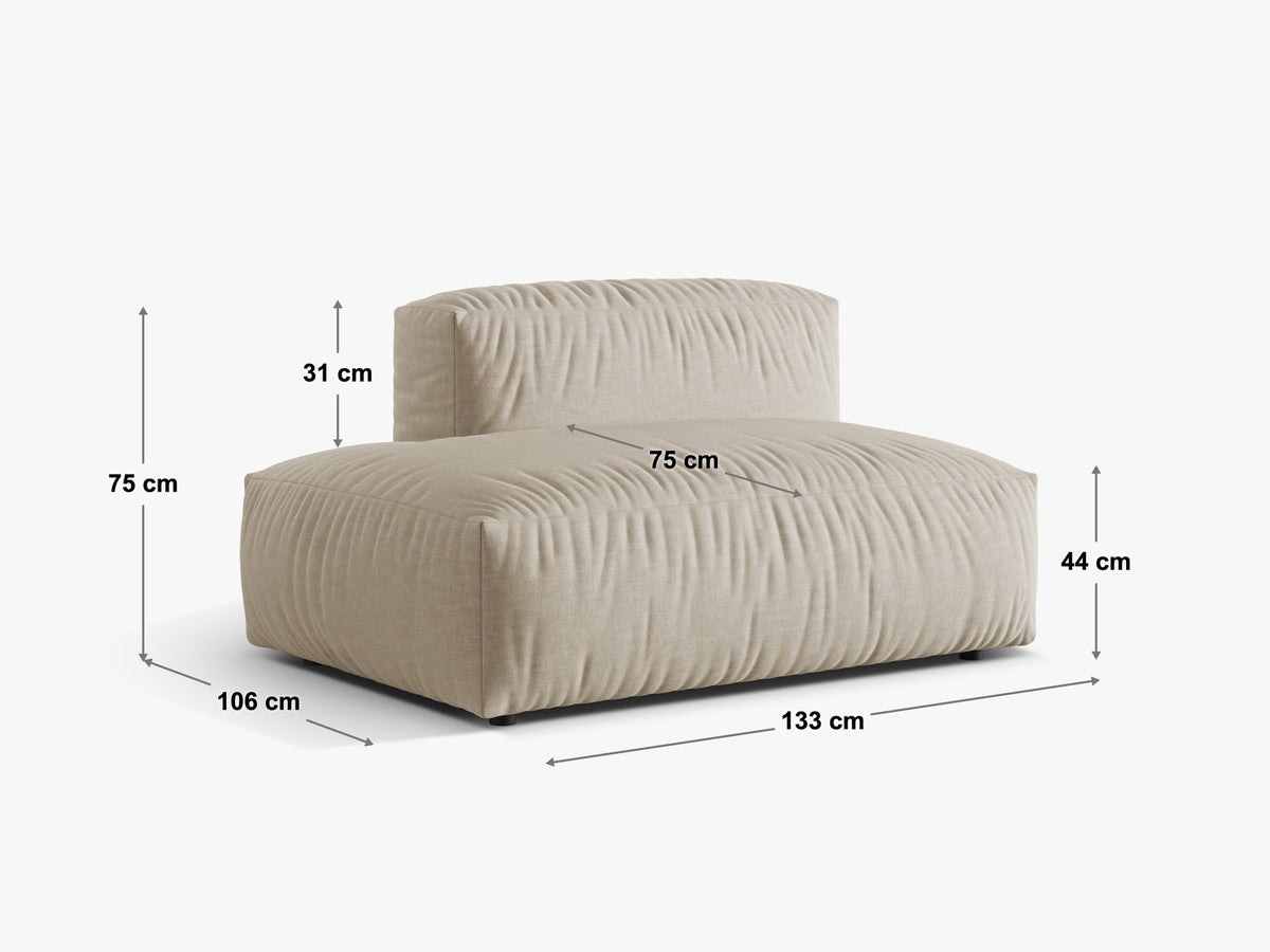 Modulares Zweisitzer-Sofa Martina von Micadoni in Schokolade-Farbe mit Veloursstoff-Bezug und schwarzen Kunststoffbeinen, offene Seite links.