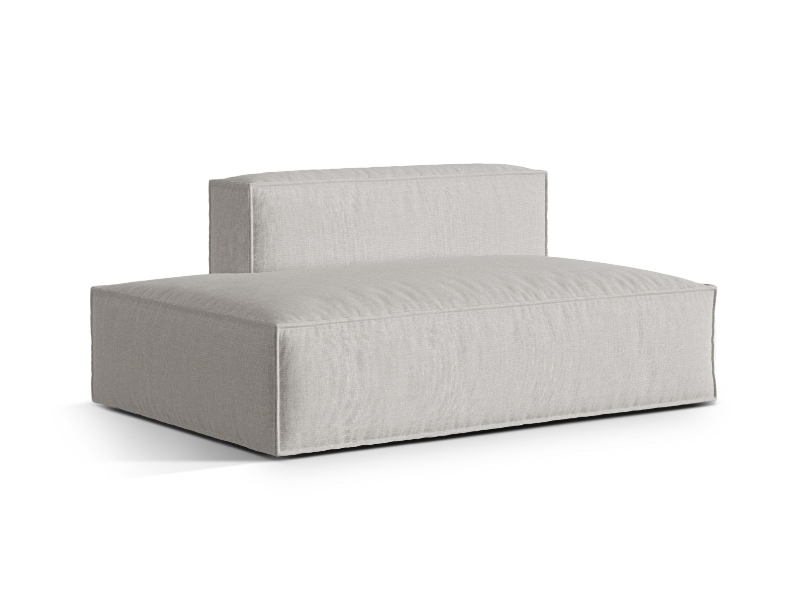 Modulares 3-Sitzer Sofa links Nuria in zeitgemäßem Grau, perfekt für kreative Raumgestaltungen und gemütliche Wohnatmosphäre.