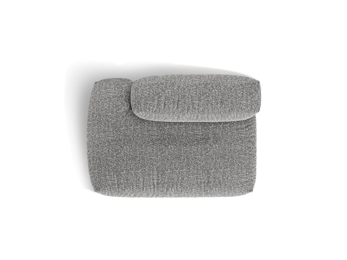 Martina Sofamodul, offener Zweisitzer links, Bouclé-Stoff Monet in Grey Beige Melange, schwarze Kunststoffbeine, Massivholzrahmen