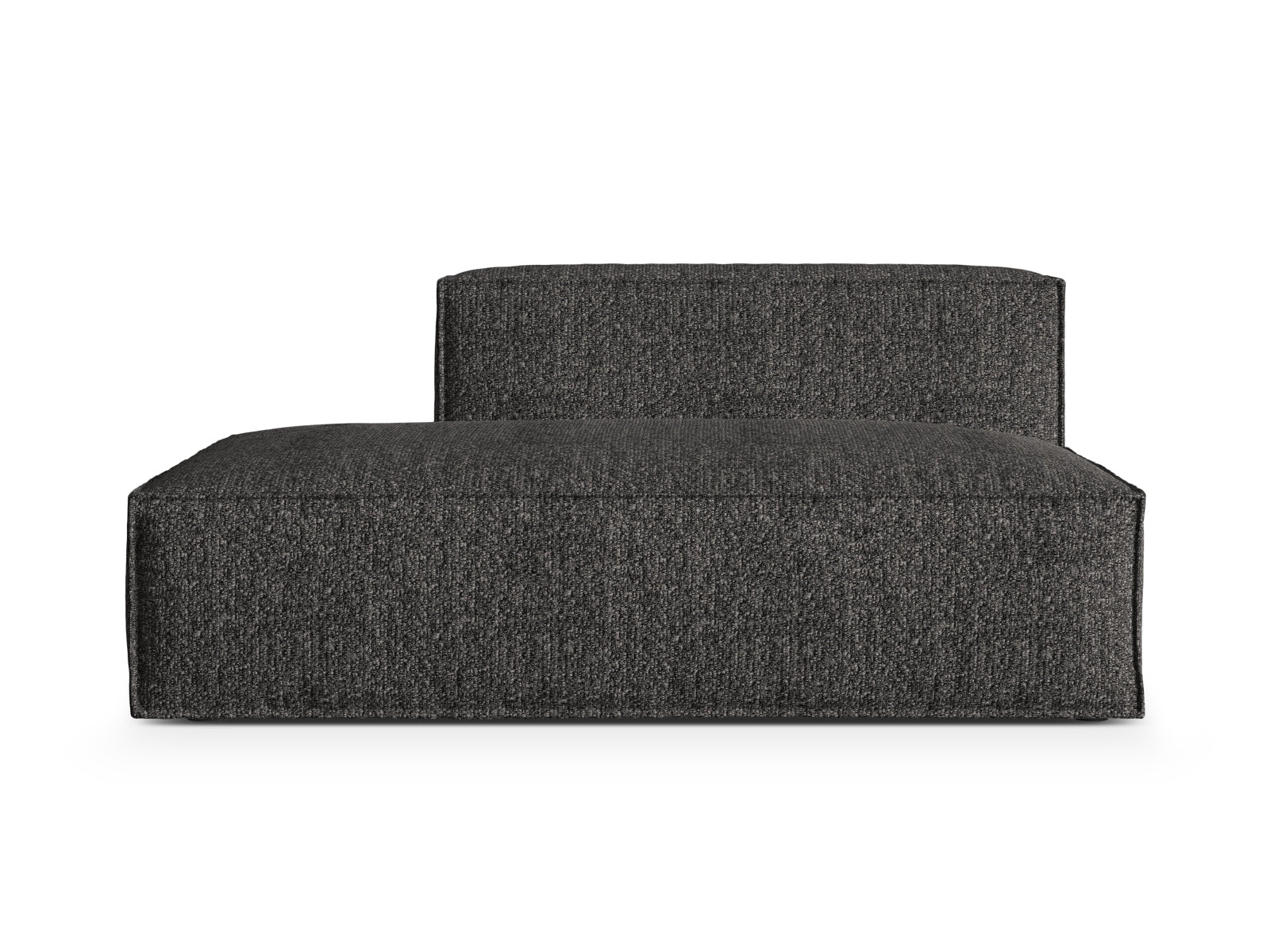 Stilvolles, linksseitiges 3-Sitzer Sofa Nuria Boucle in dunklem Grau, perfekt für moderne und gemütliche Wohnambiente.