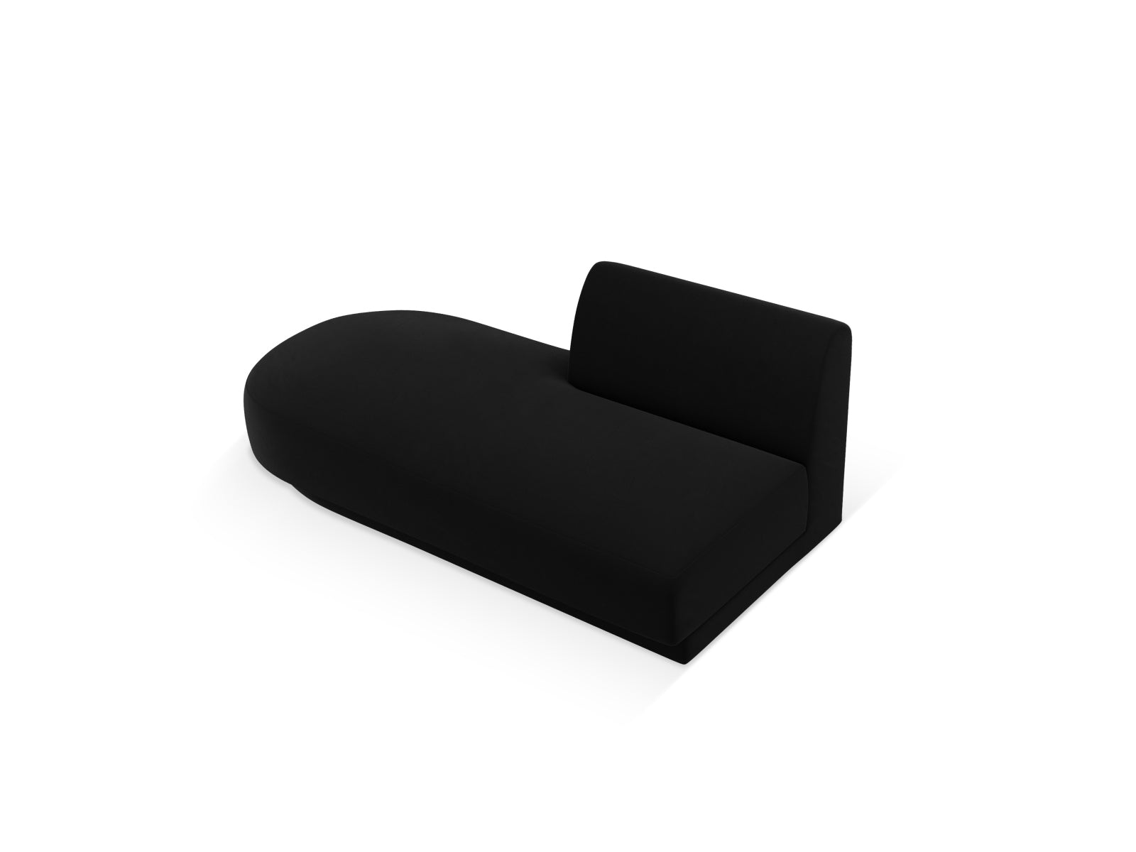 Elegantes Miley Sitting Module Open links 2 Sitzer in edlem Black-Bluvel, perfekt für kreative Raumkonzepte und stilvolle Einrichtung.