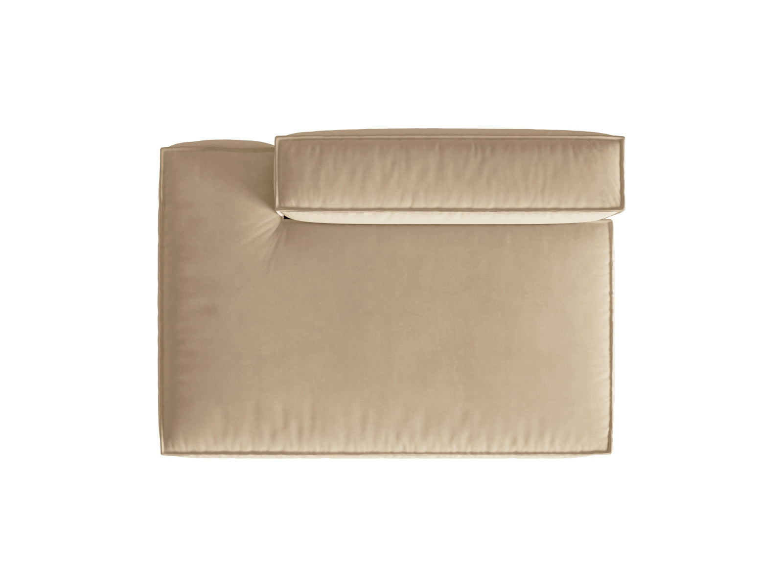 Modulares Nuria Velour Sofa in sanftem Nude-Paris, perfekt für moderne Wohnkonzepte und gemütliche Zusammenkünfte.
