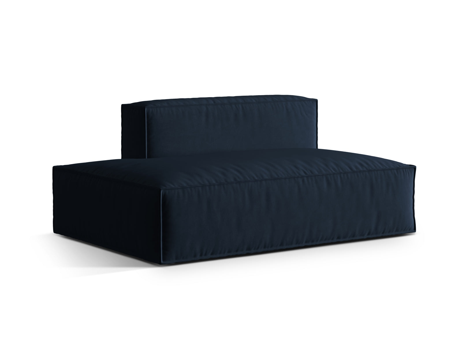 Stilvolles 3-Sitzer Sofa Nuria Velour in tiefem Blau, perfekt für kreative Raumgestaltungen und komfortable Entspannung.