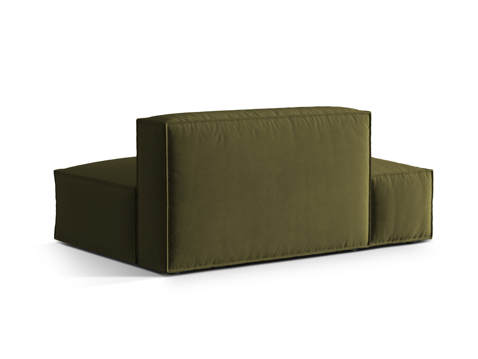 Elegantes 3-Sitzer Sofa Nuria Velour in sattem Moosgrün, ideal für stilvolle Wohnräume und individuelle Einrichtungskonzepte.