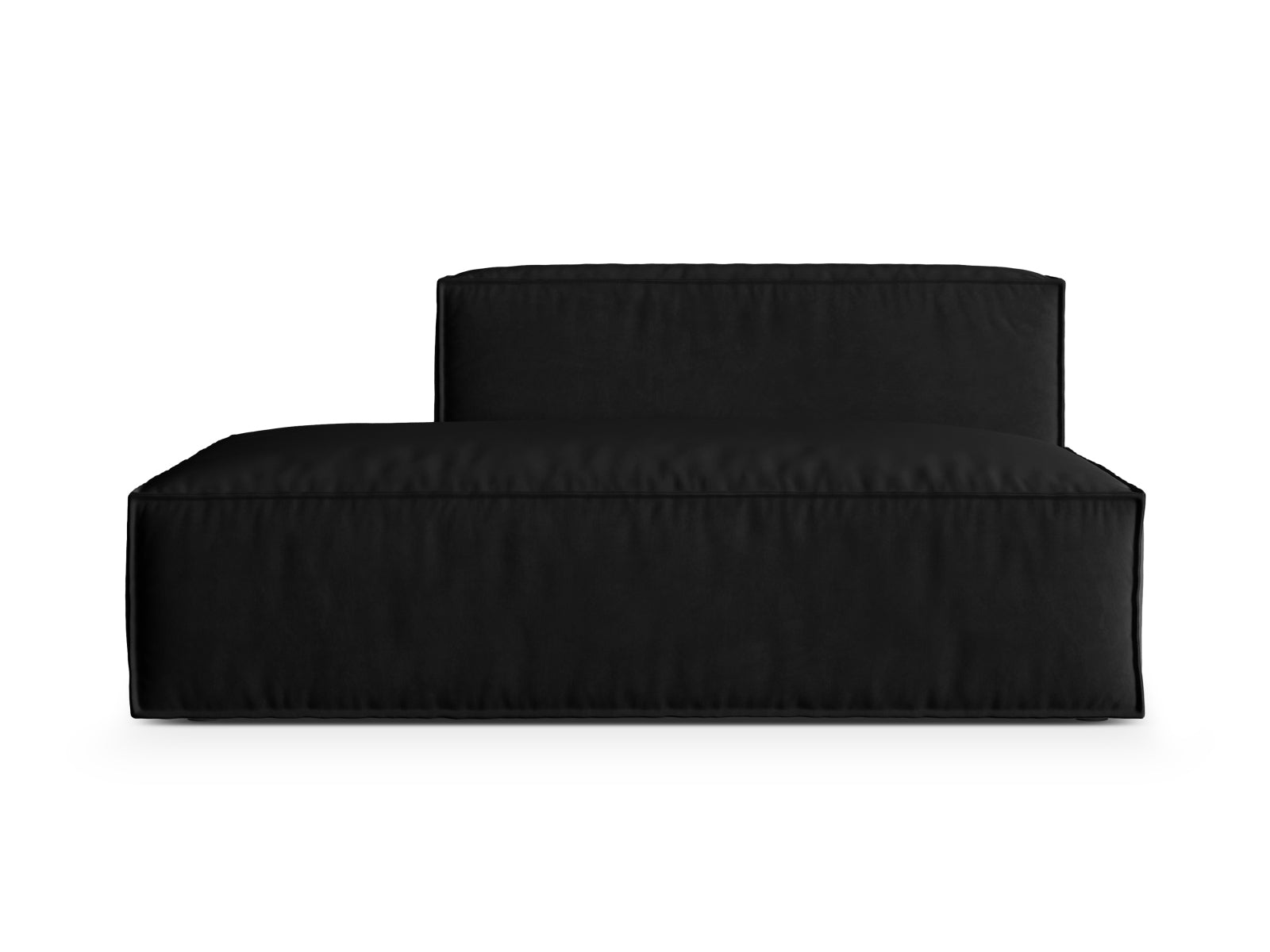 Elegantes 3-Sitzer Sofa Nuria Velour in luxuriösem Schwarz, ideal für moderne Wohnräume und einladende Gemütlichkeit.