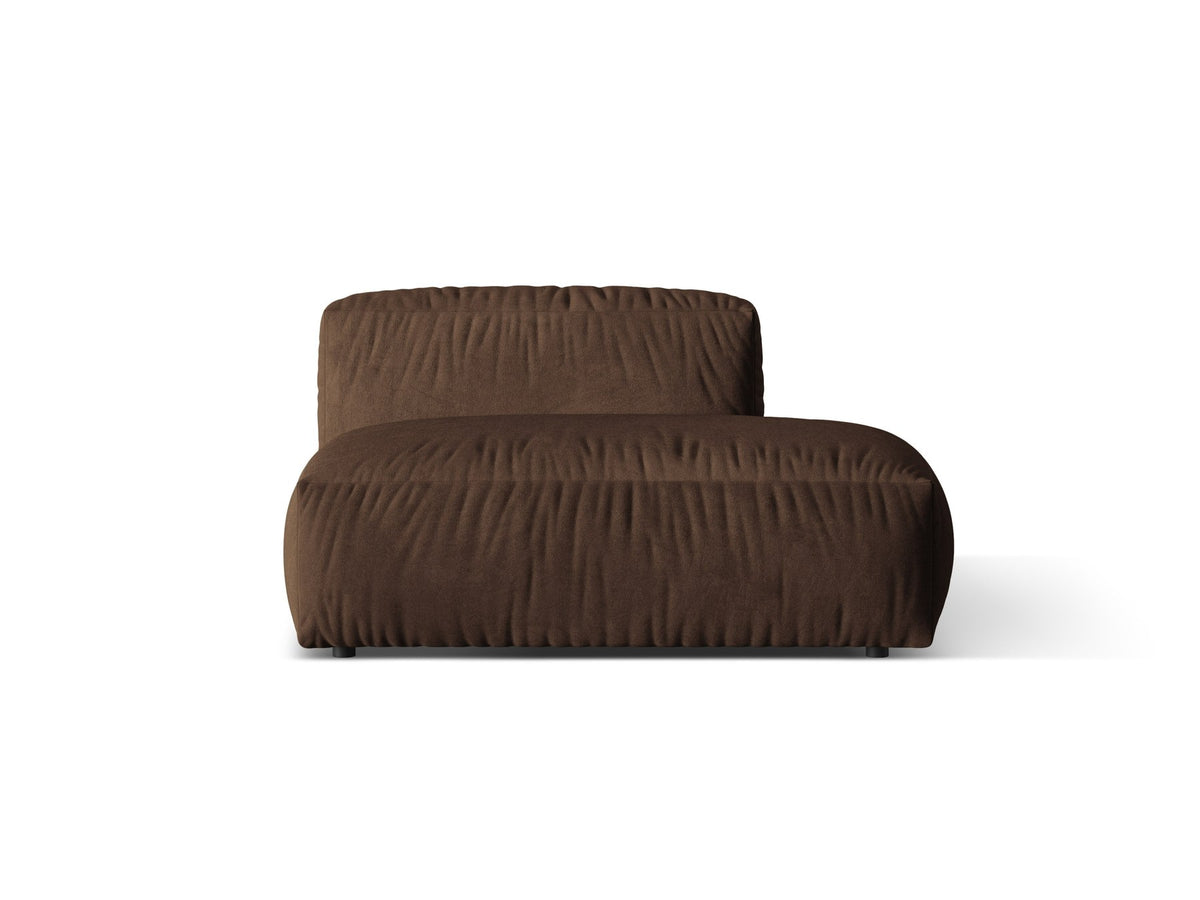 Micadoni Martina Sofamodul, offener Zweisitzer rechts, Bouclé-Stoff Grey Beige Melange-Monet, schwarze Kunststoffbeine, klares Cubedesign.